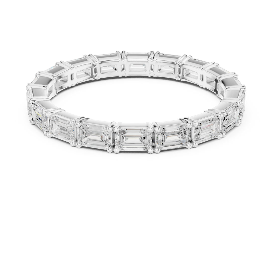 Emerald Cut Diamond Eternity Collet Set Band Ring