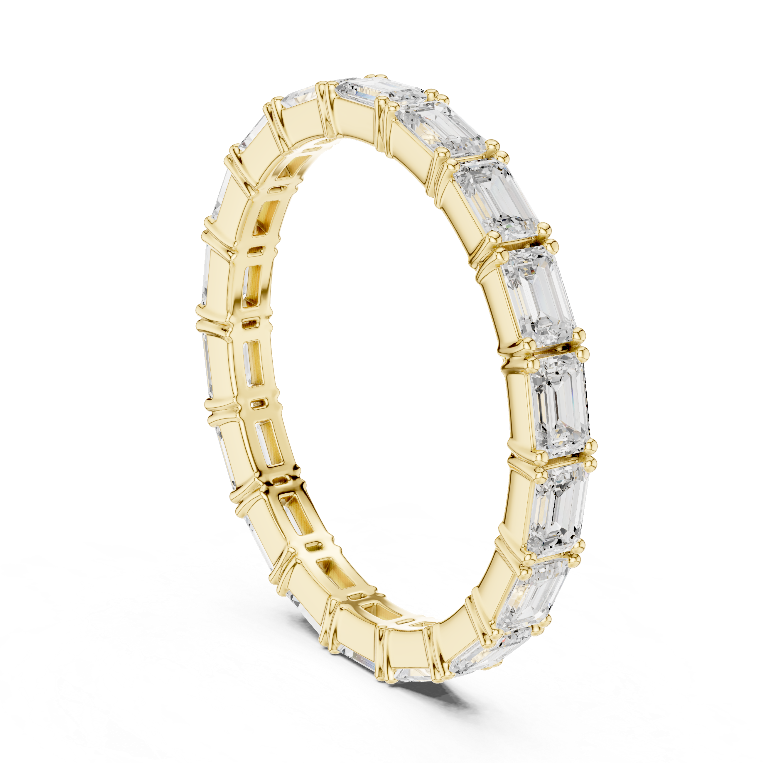 Emerald Cut Diamond Eternity Collet Set Band Ring