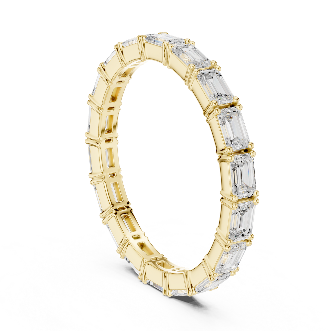 Emerald Cut Diamond Eternity Collet Set Band Ring