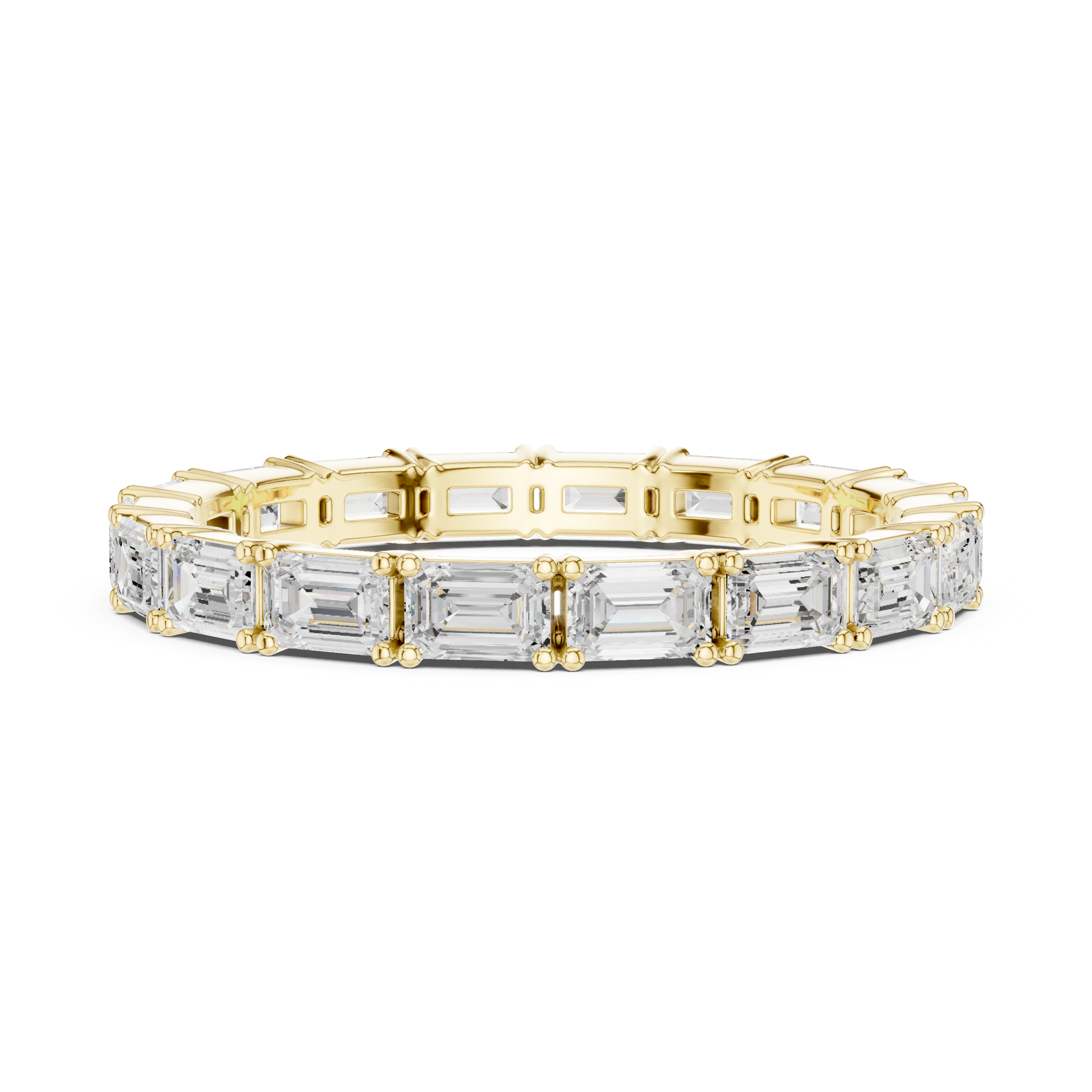 Emerald Cut Diamond Eternity Collet Set Band Ring