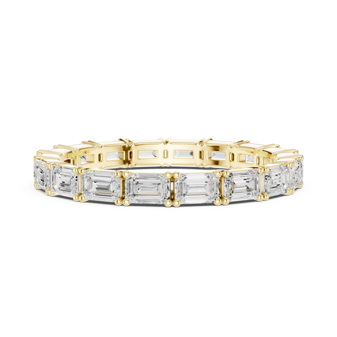 Emerald Cut Diamond Eternity Collet Set Band Ring