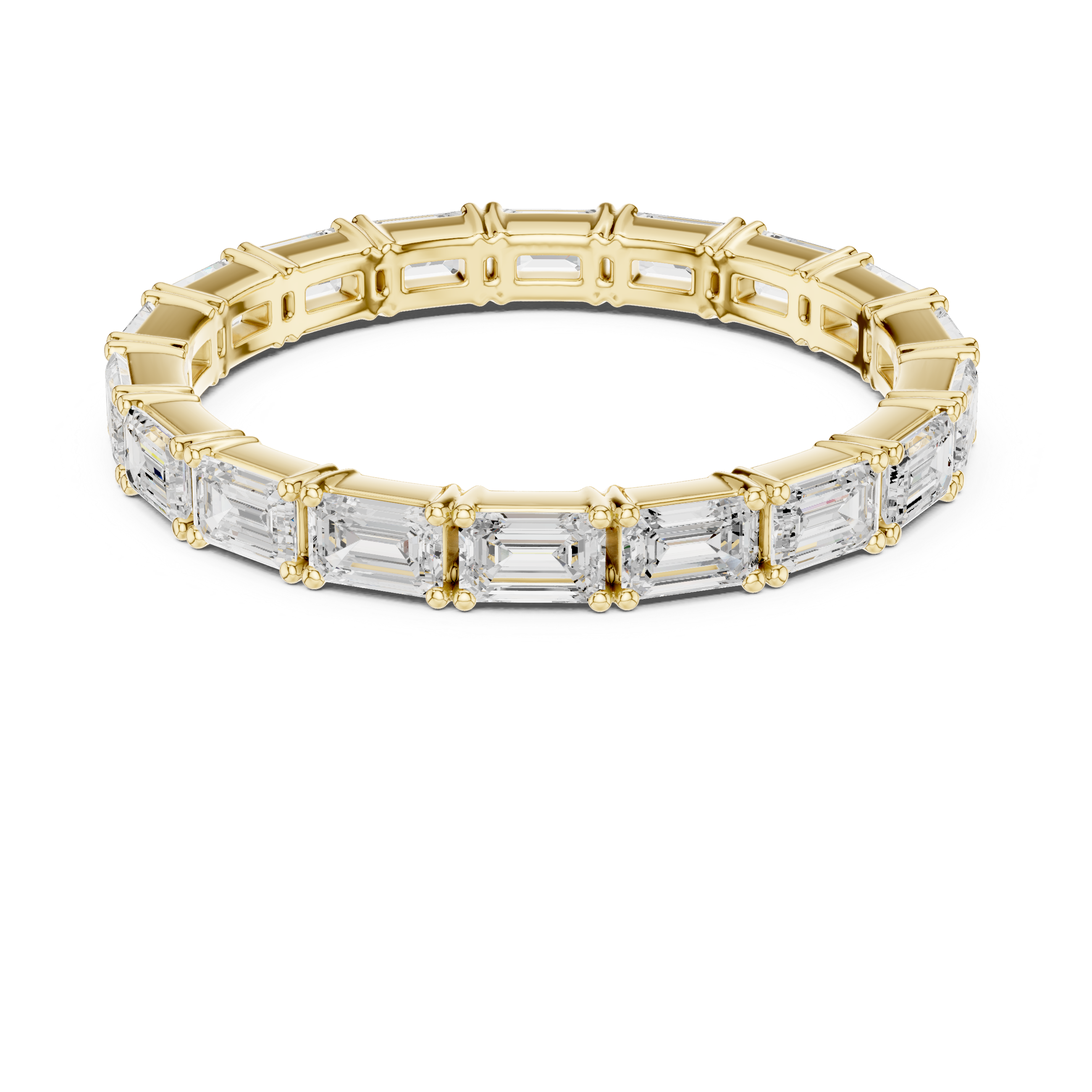 Emerald Cut Diamond Eternity Collet Set Band Ring