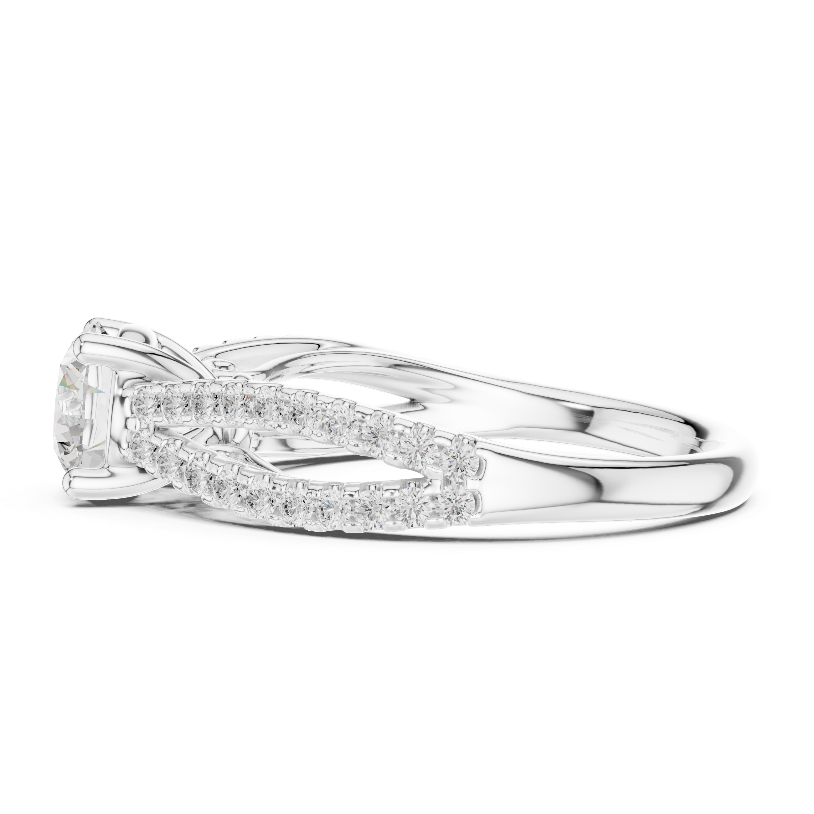 Elegant eternity ring featuring continuous circle of diamonds around the band.