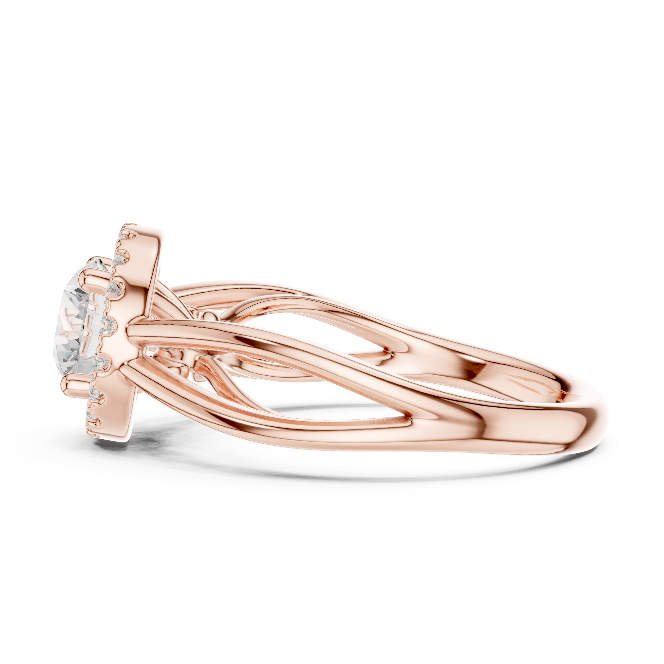 Designer crescent-shaped earrings with curved modern silhouette.