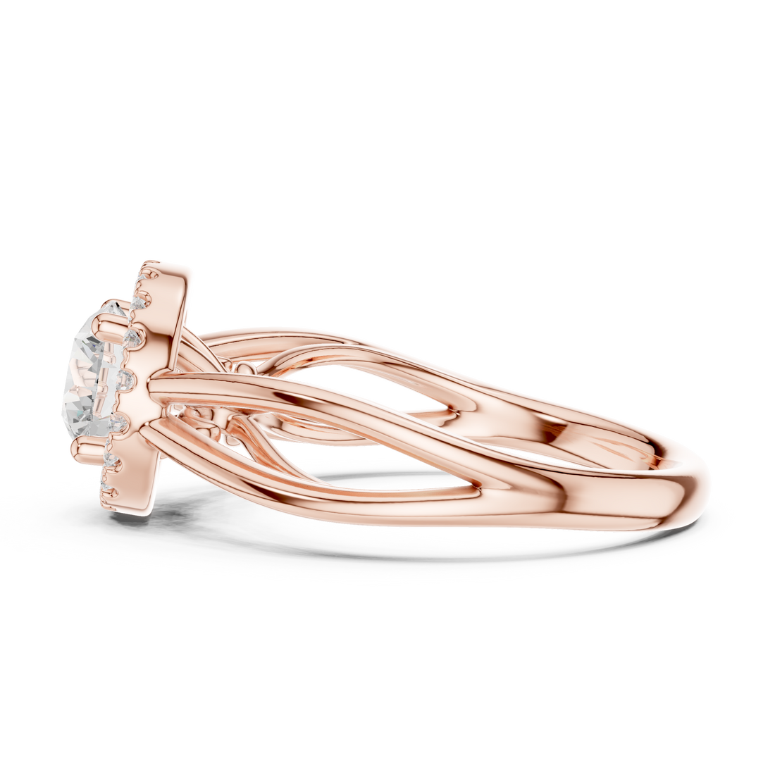 Designer crescent-shaped earrings with curved modern silhouette.