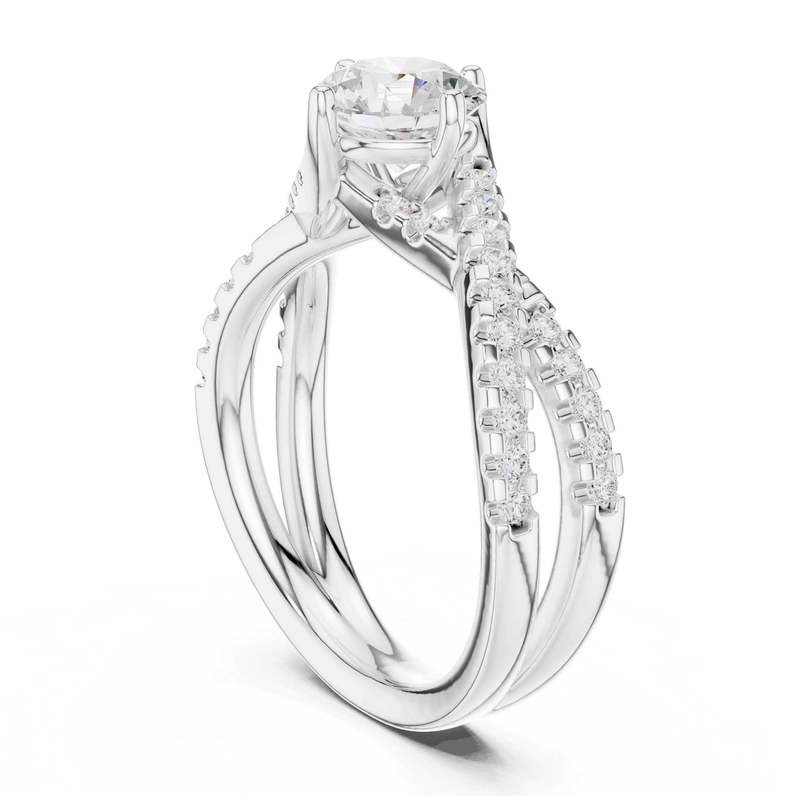 Modern three-stone diamond ring symbolizing past present and future with elegant design.