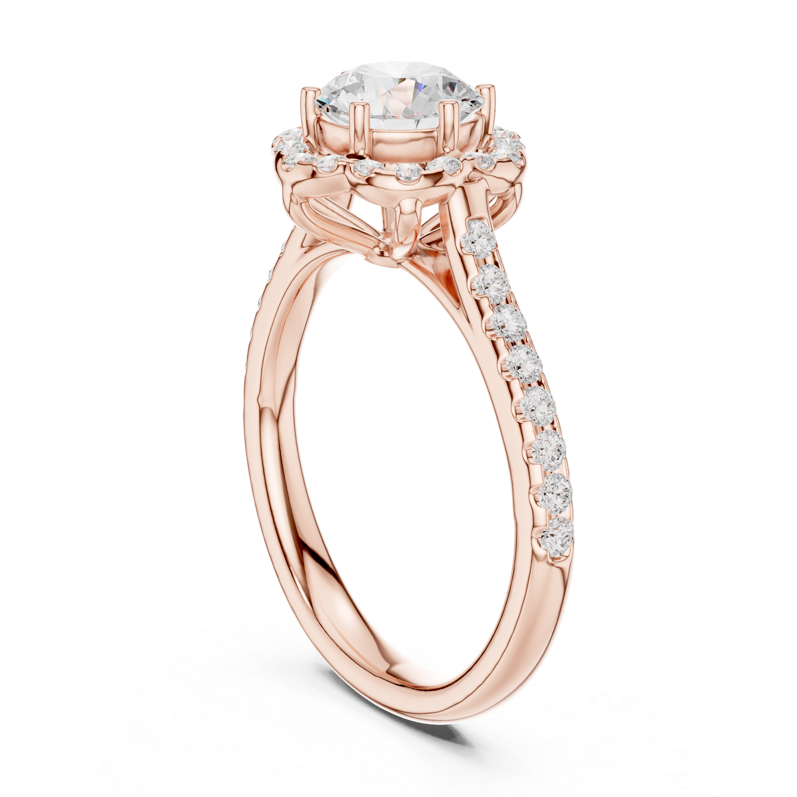 Classic cushion-cut diamond ring with vintage-inspired halo setting and sparkling accents.