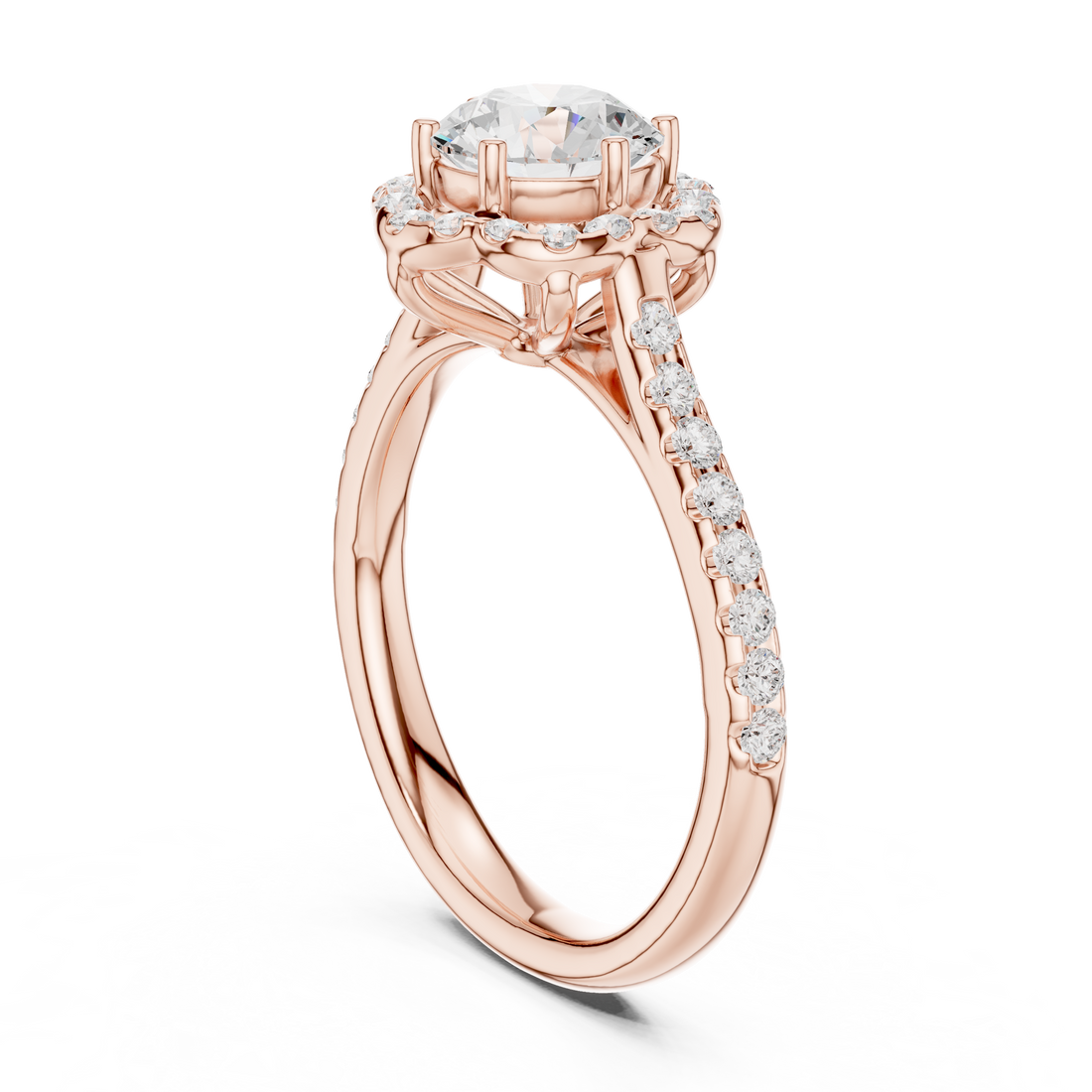 Classic cushion-cut diamond ring with vintage-inspired halo setting and sparkling accents.