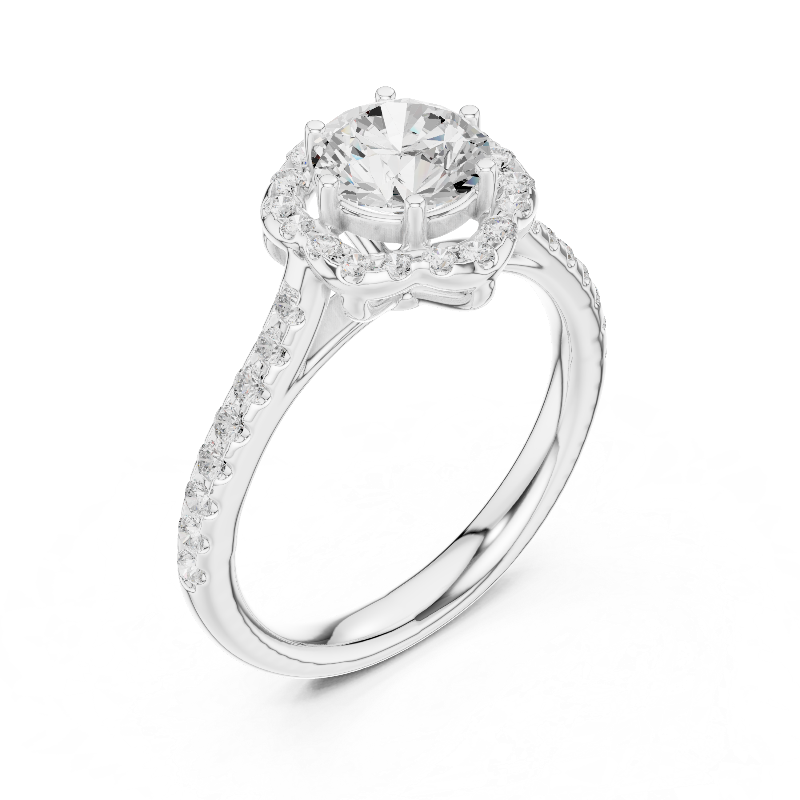 Luxury cluster diamond ring featuring multiple small stones forming dazzling centerpiece.
