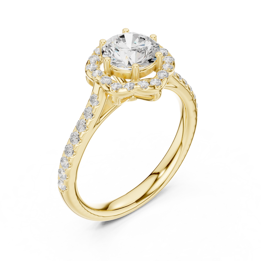 Elegant eternity ring featuring continuous circle of diamonds around the band.