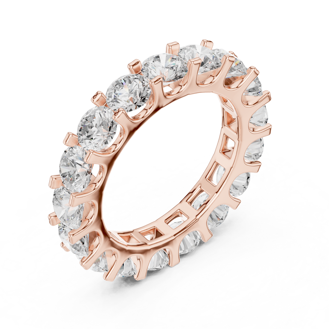 Luxury men's diamond band featuring row of sparkling stones.