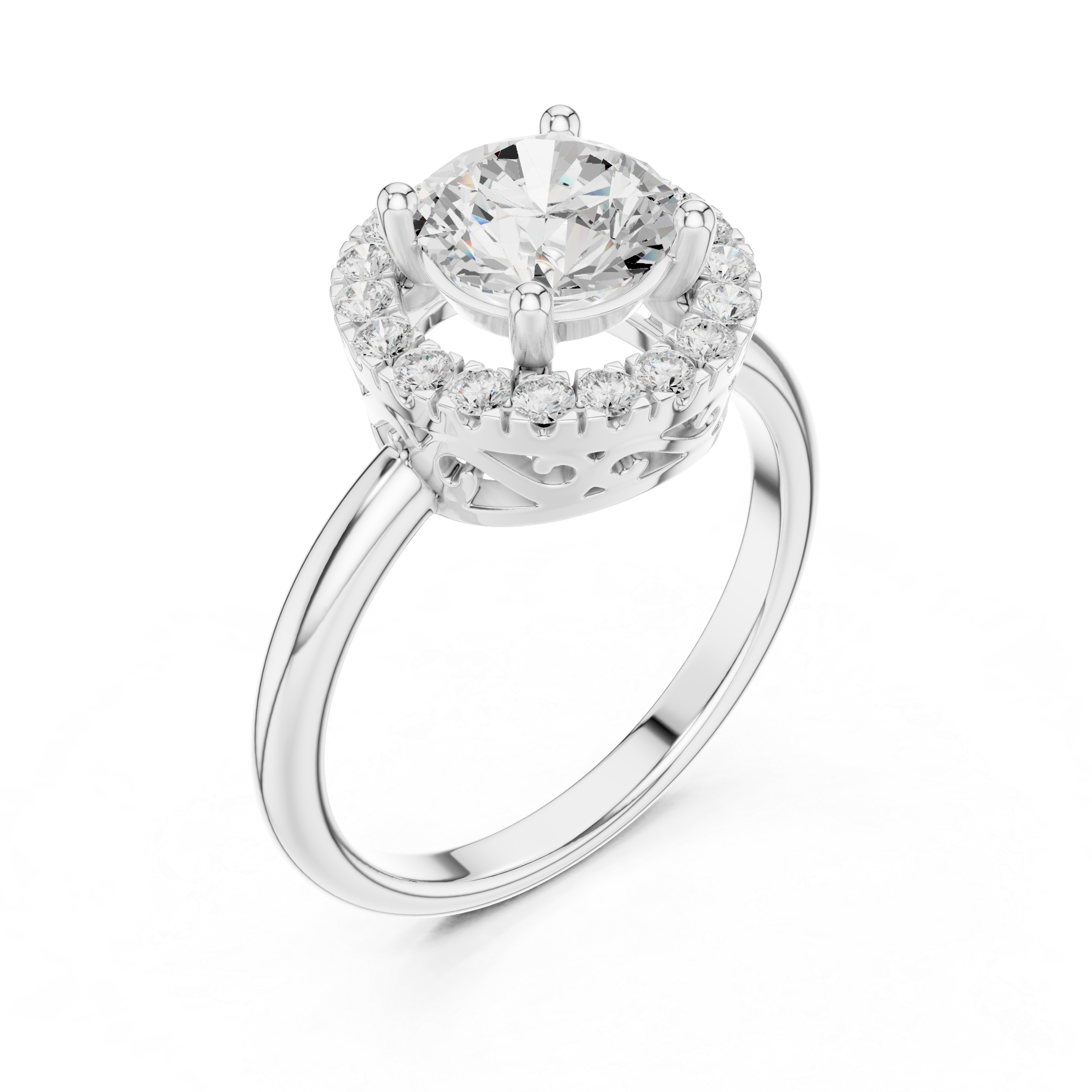 Luxury cluster diamond ring featuring multiple small stones forming dazzling centerpiece.