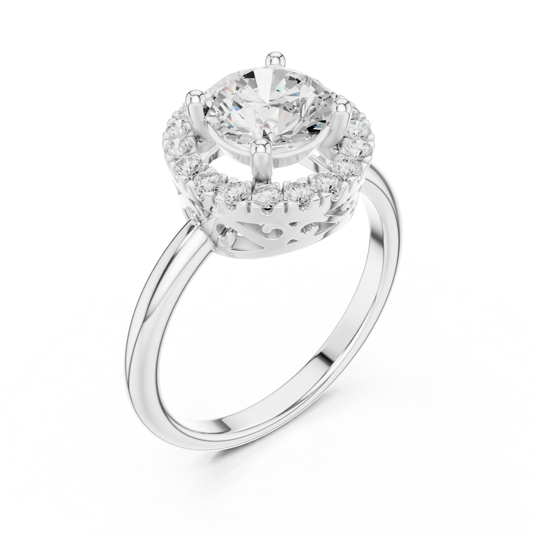 Luxury cluster diamond ring featuring multiple small stones forming dazzling centerpiece.