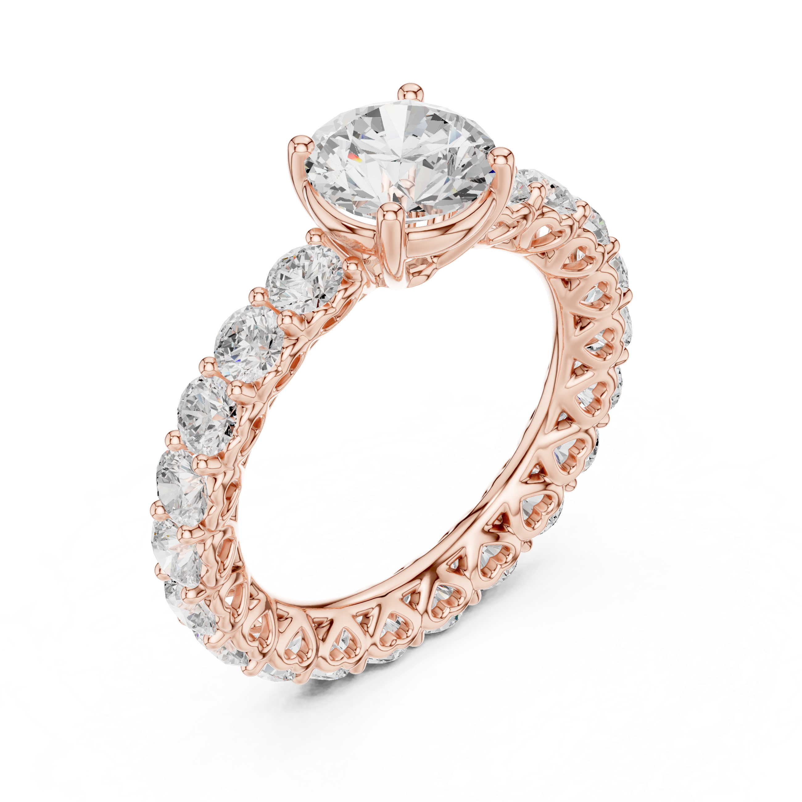 Luxury men's diamond band featuring row of sparkling stones.