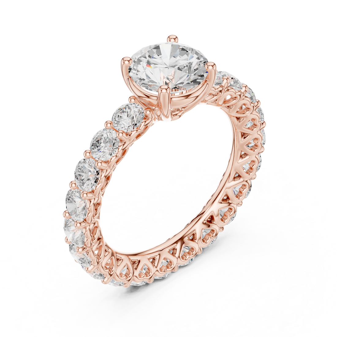 Luxury men's diamond band featuring row of sparkling stones.
