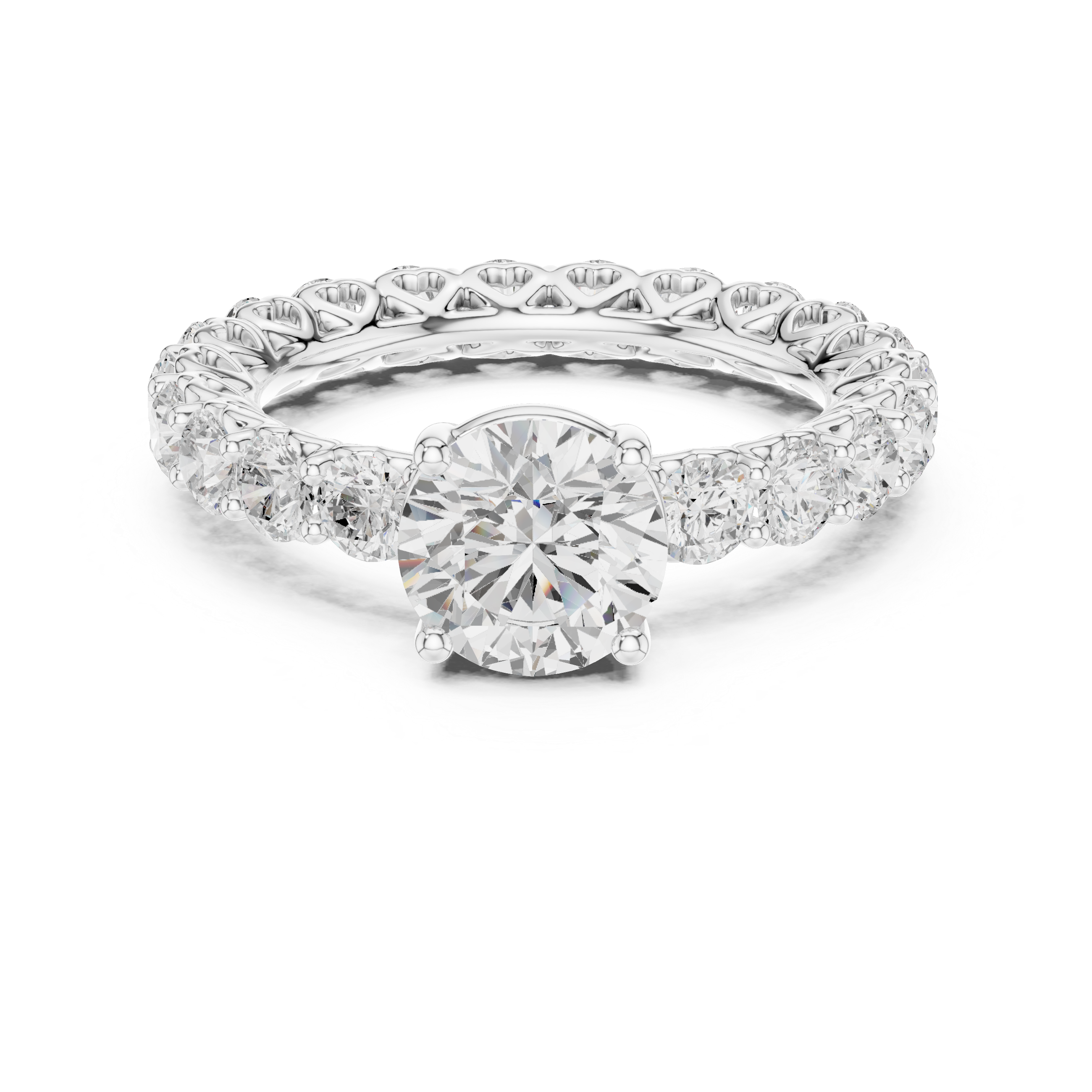Classic halo cocktail ring featuring large central gemstone.