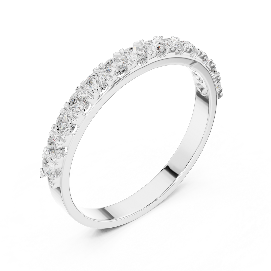 Stylish anniversary ring featuring sparkling stone accents.