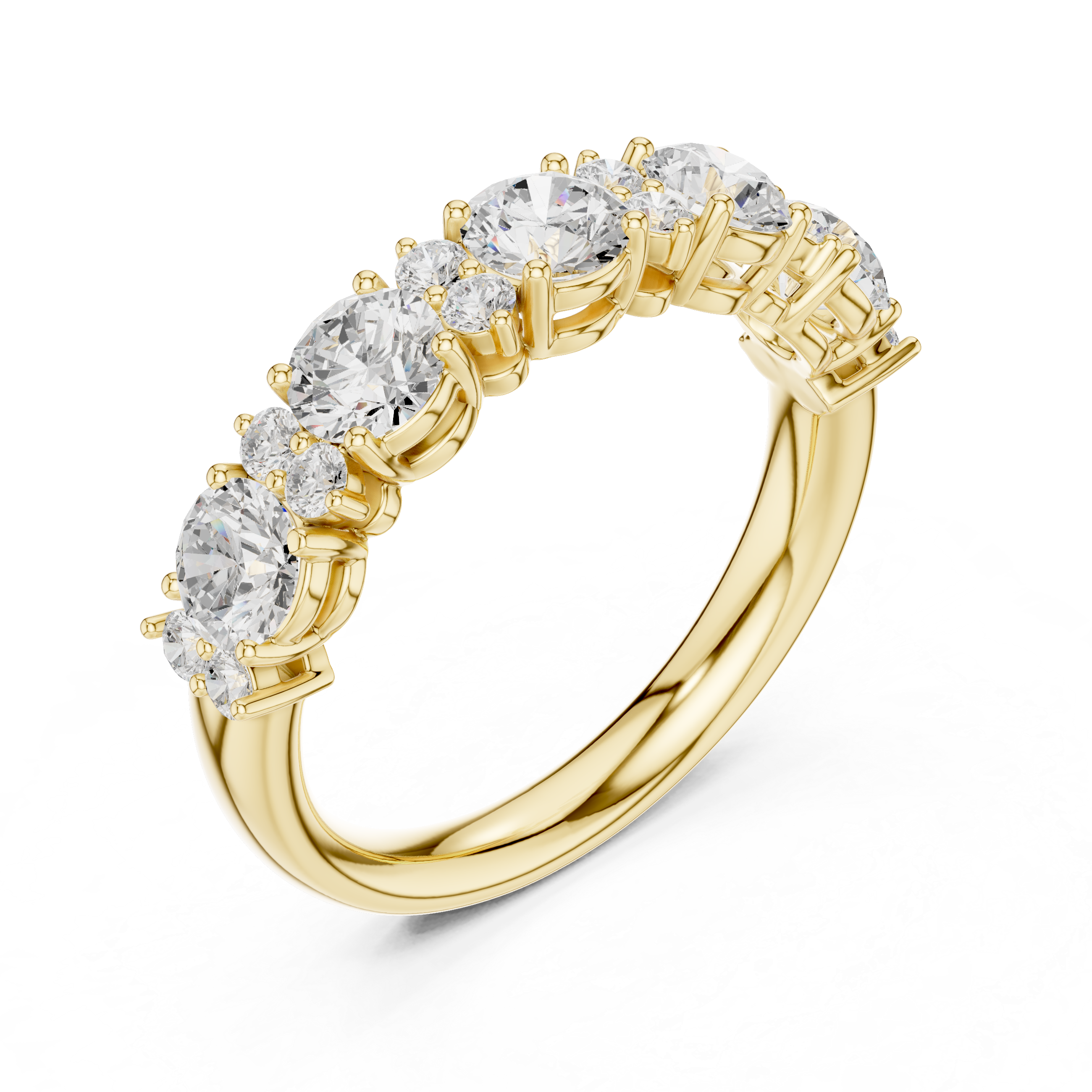 Elegant eternity ring featuring continuous circle of diamonds around the band.