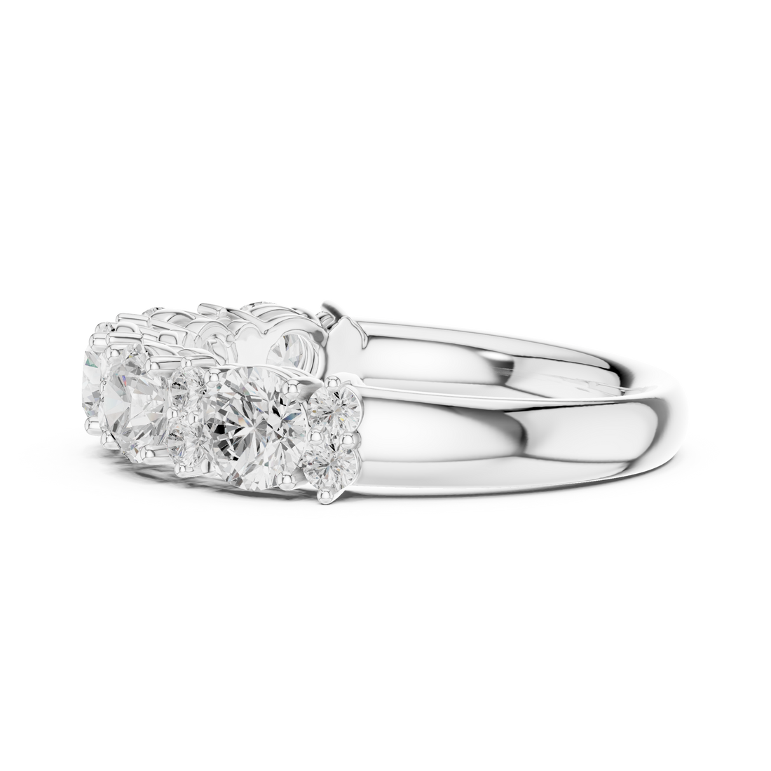 Designer floral diamond ring inspired by blooming flower patterns.