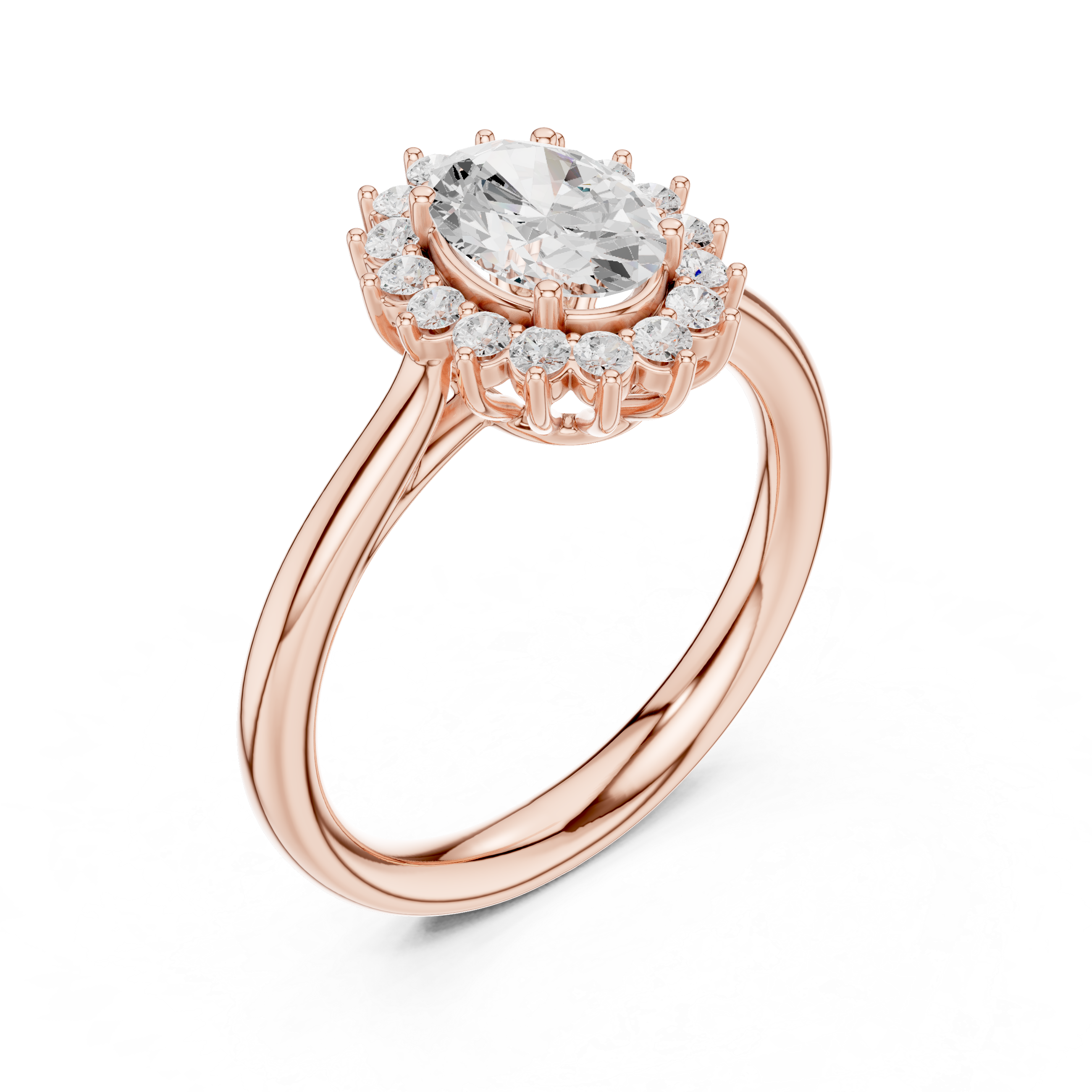 Elegant floral stud earrings crafted with petal-shaped diamond accents.