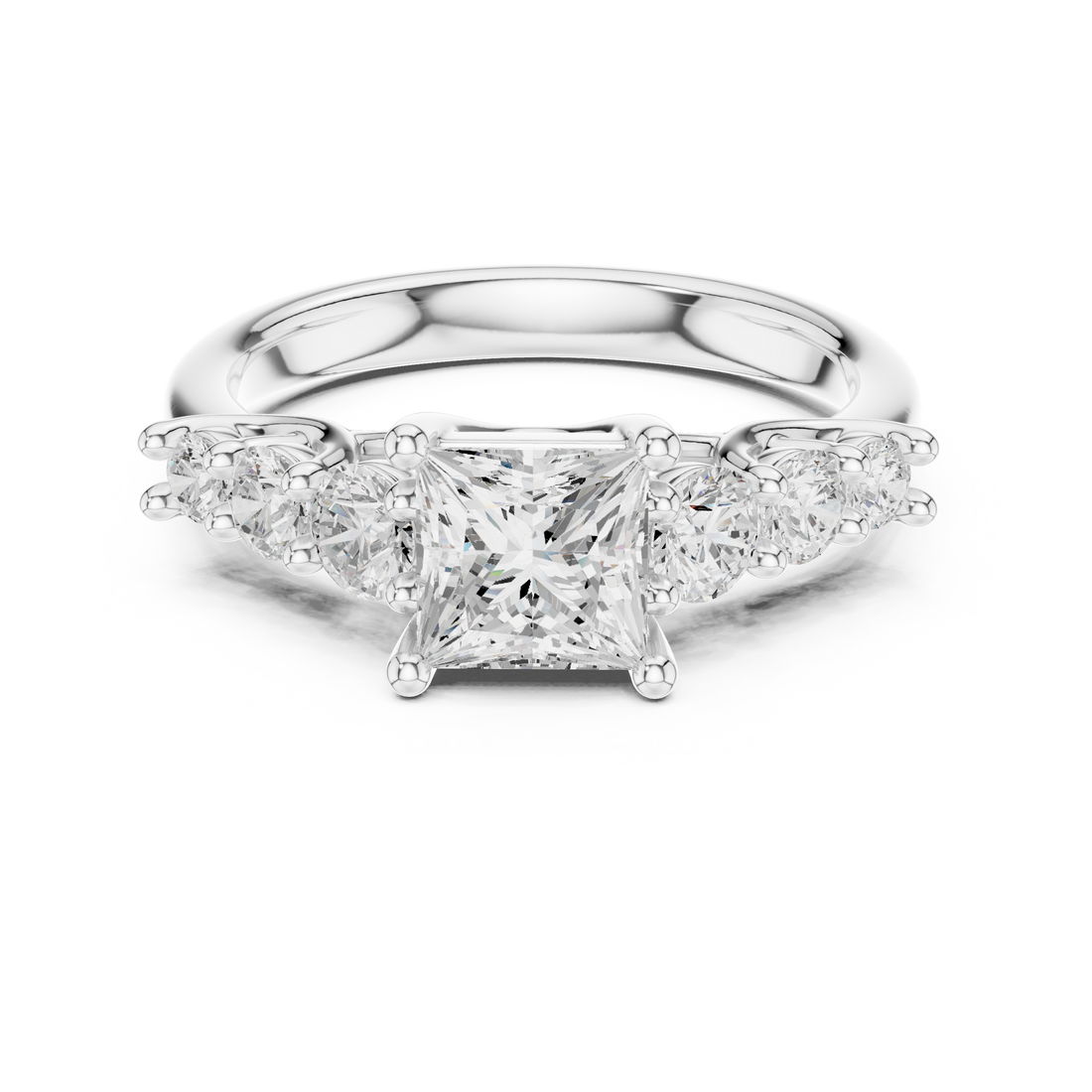 Classic halo cocktail ring featuring large central gemstone.