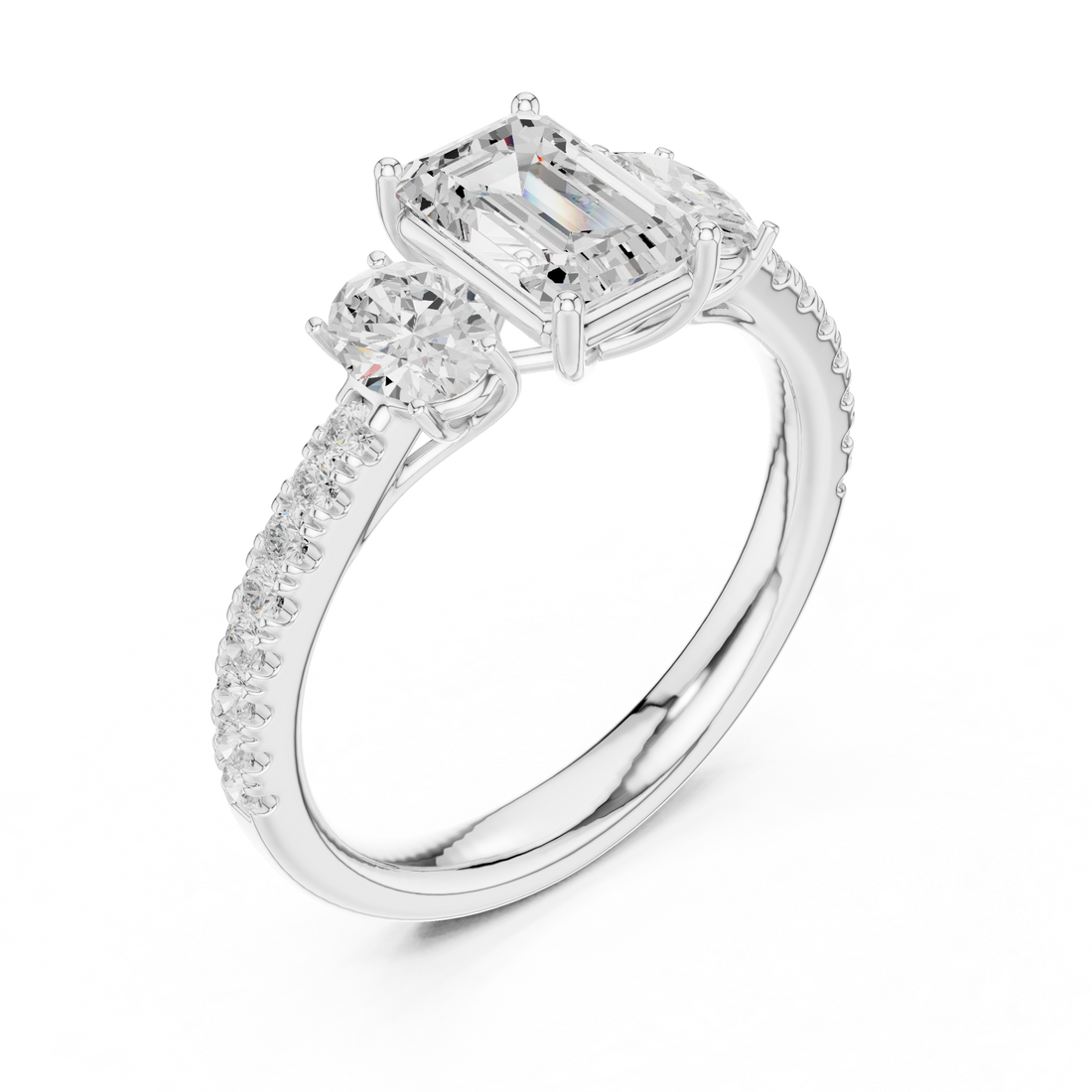 Stylish anniversary ring featuring sparkling stone accents.