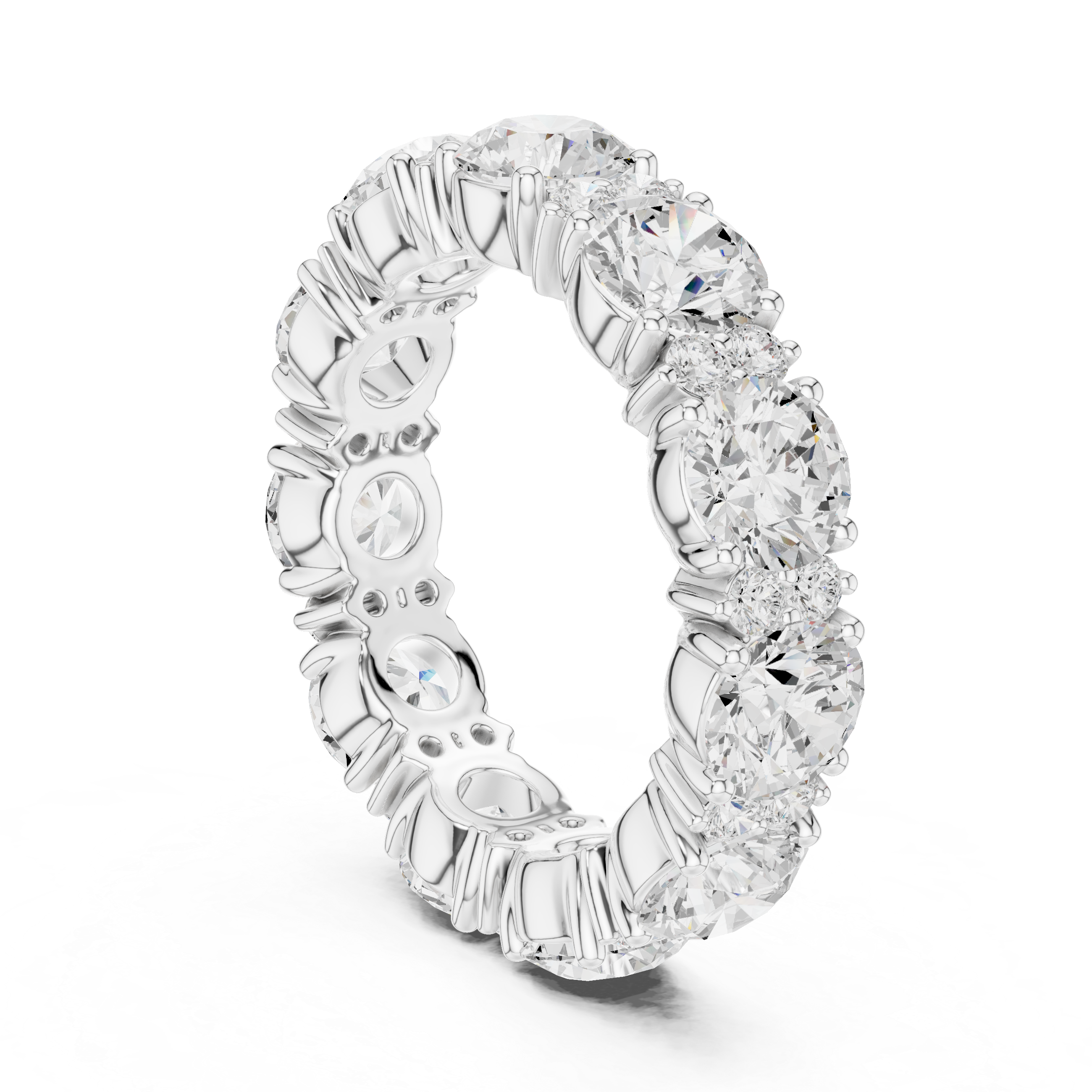 Modern three-stone diamond ring symbolizing past present and future with elegant design.