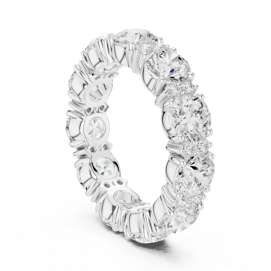 Modern three-stone diamond ring symbolizing past present and future with elegant design.