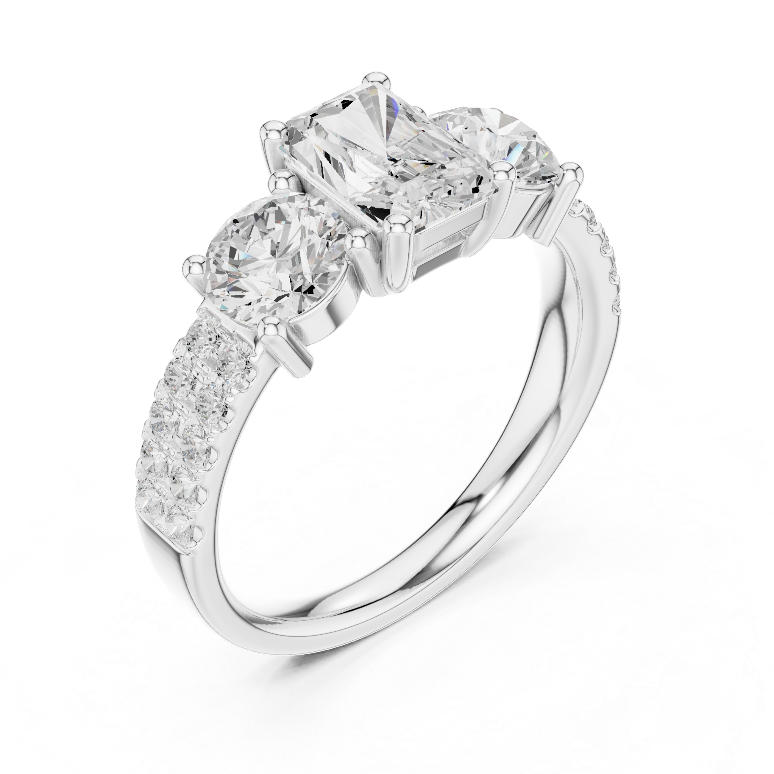 Luxury cluster diamond ring featuring multiple small stones forming dazzling centerpiece.