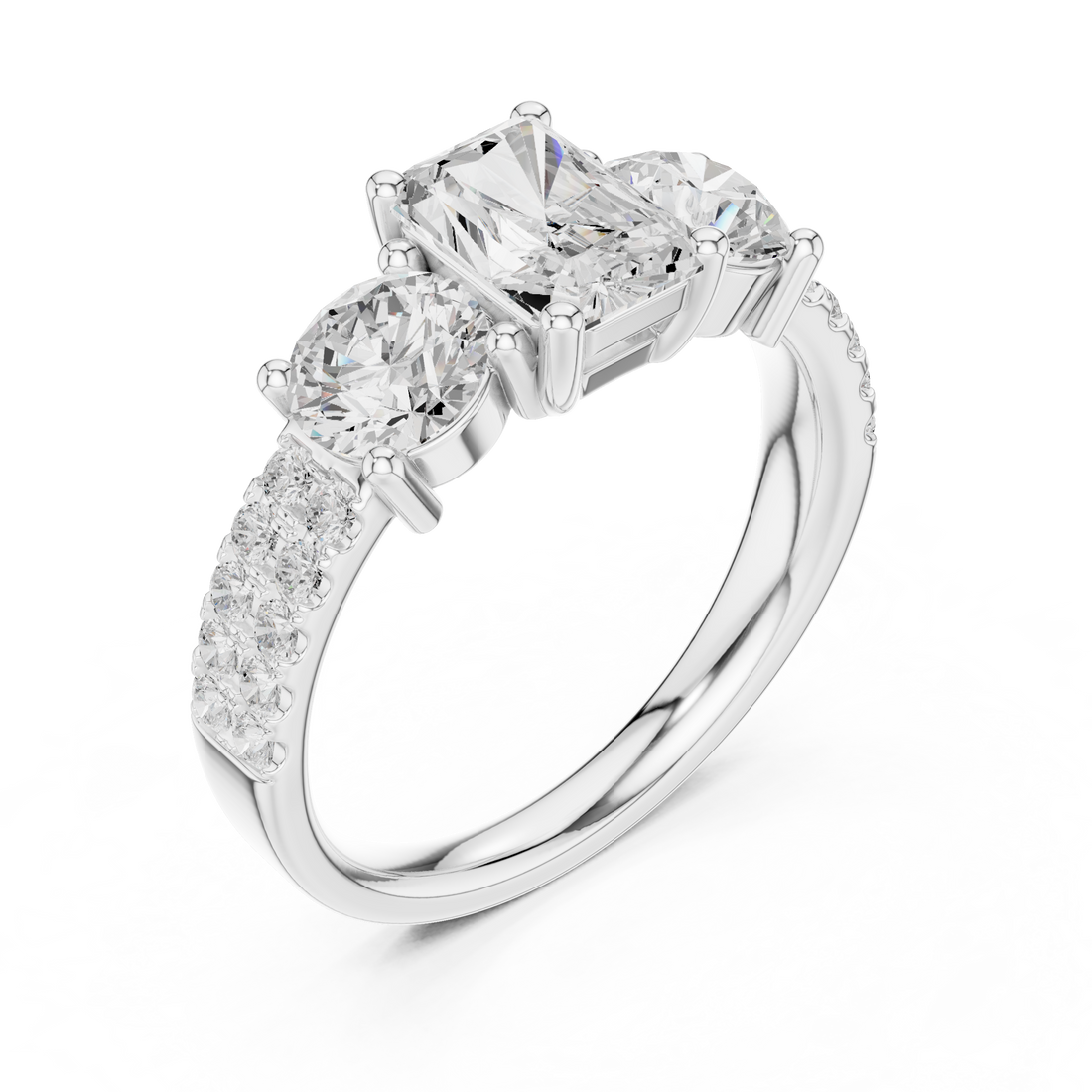 Luxury cluster diamond ring featuring multiple small stones forming dazzling centerpiece.