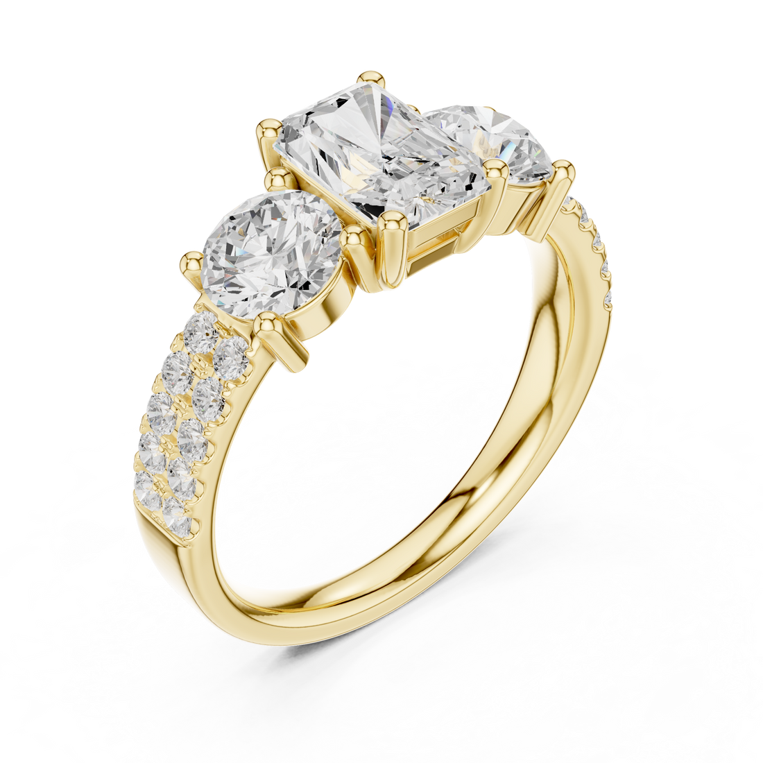 Elegant eternity ring featuring continuous circle of diamonds around the band.