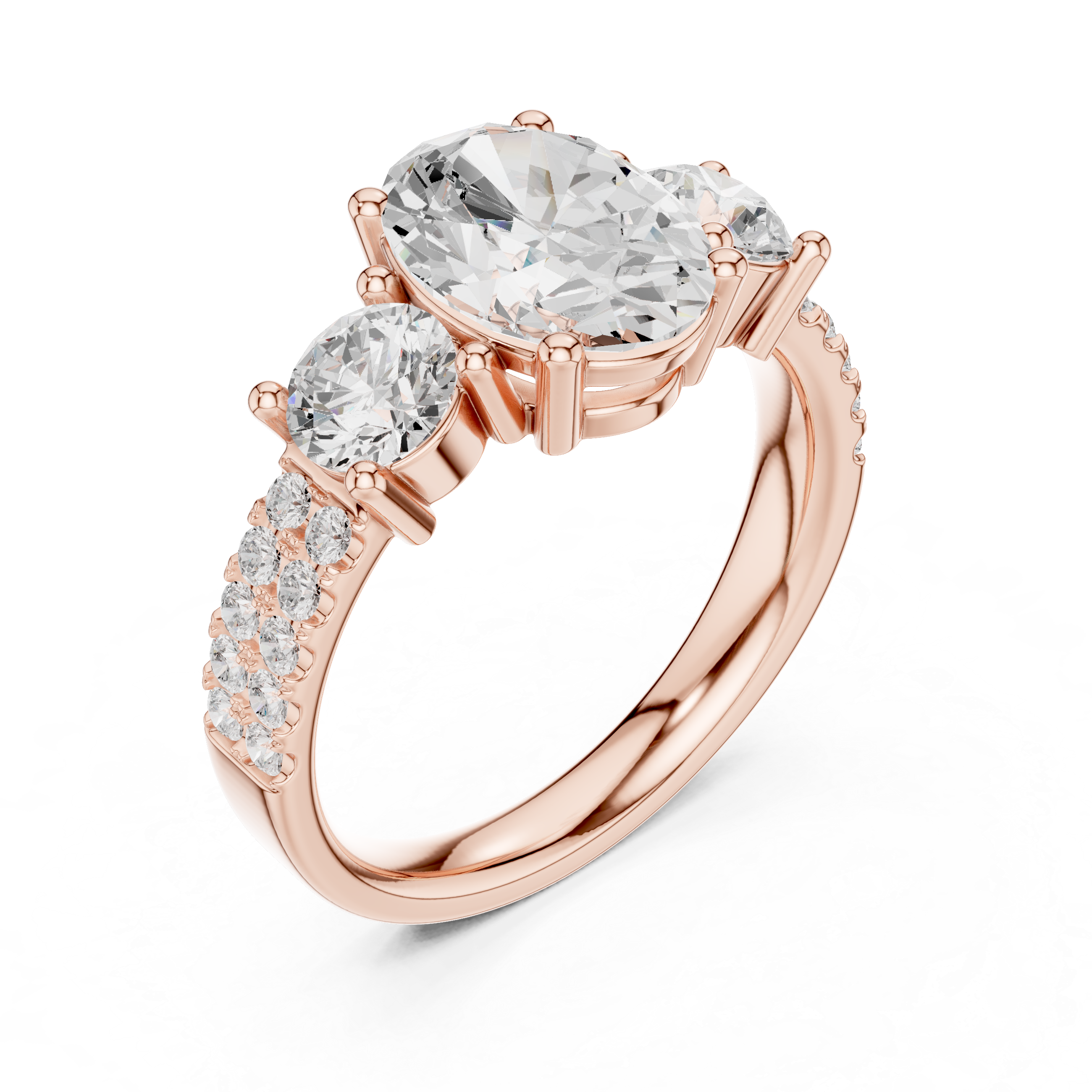 Elegant floral stud earrings crafted with petal-shaped diamond accents.