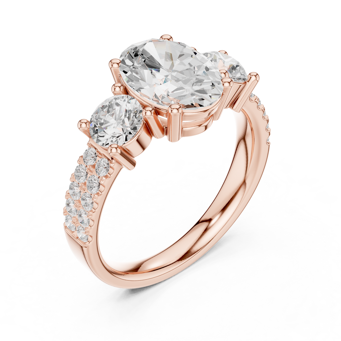 Elegant floral stud earrings crafted with petal-shaped diamond accents.
