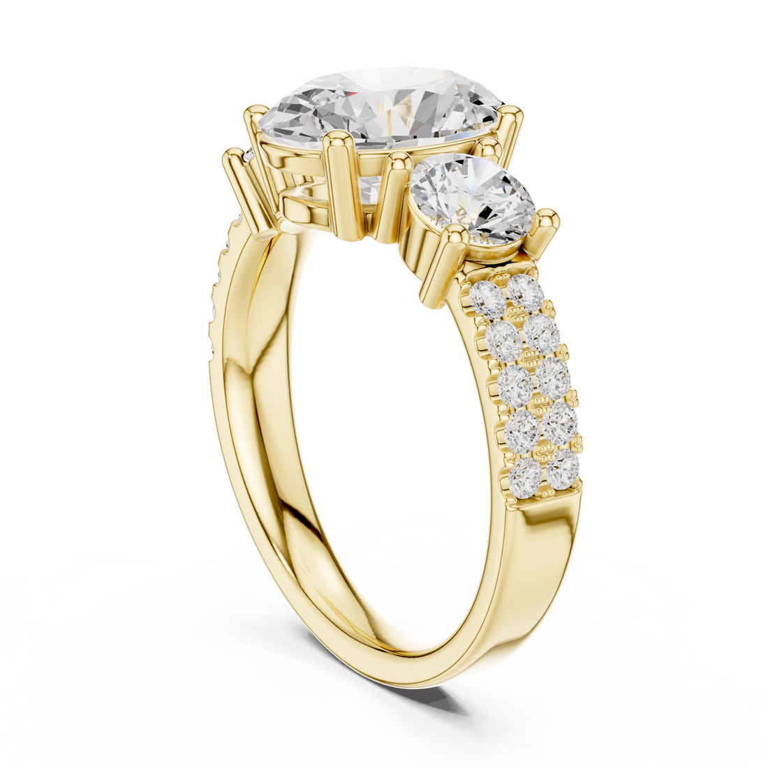 Luxury diamond jacket earrings designed to surround central stud stones.