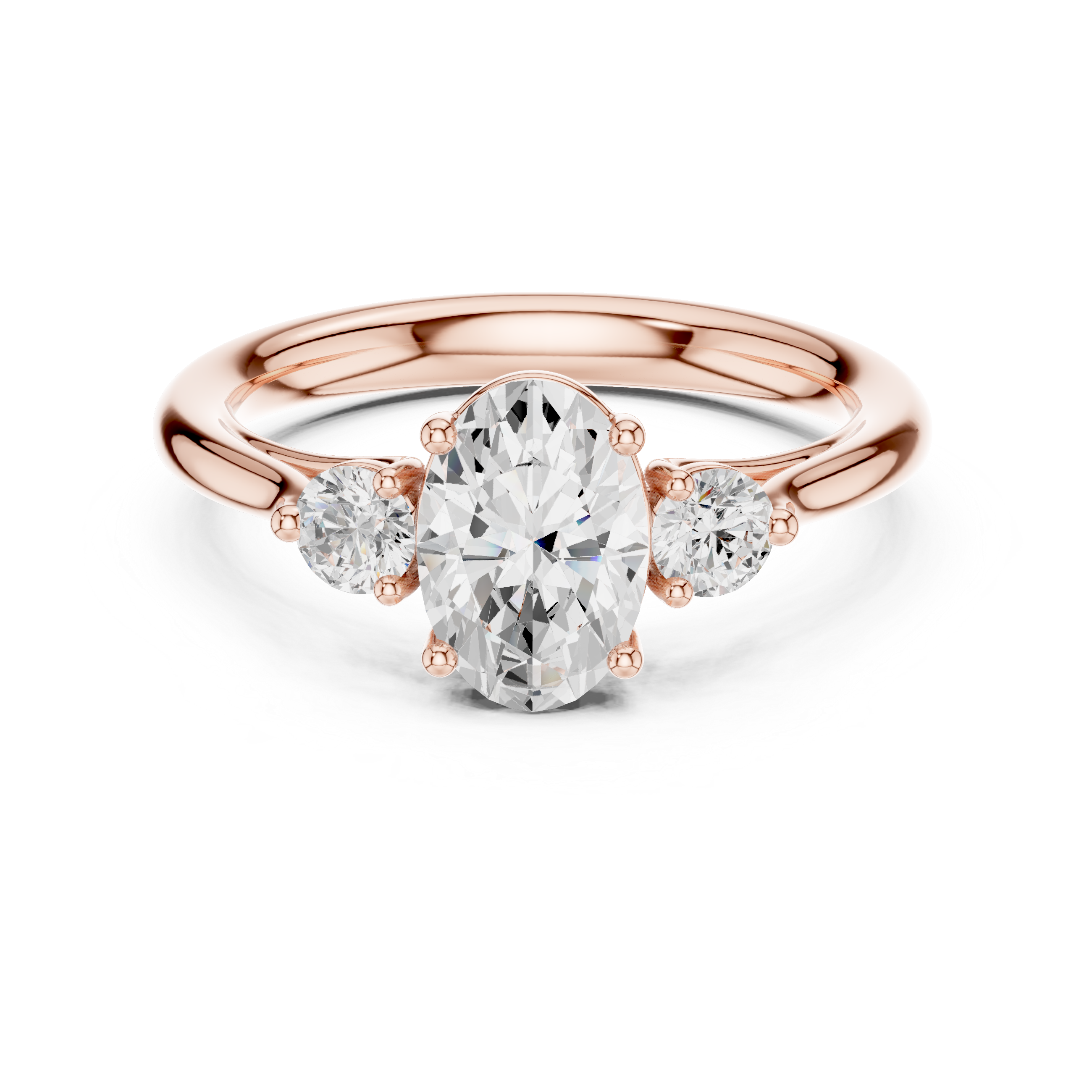 Oval Cut Three Stone Diamond Engagement Ring Classic Design