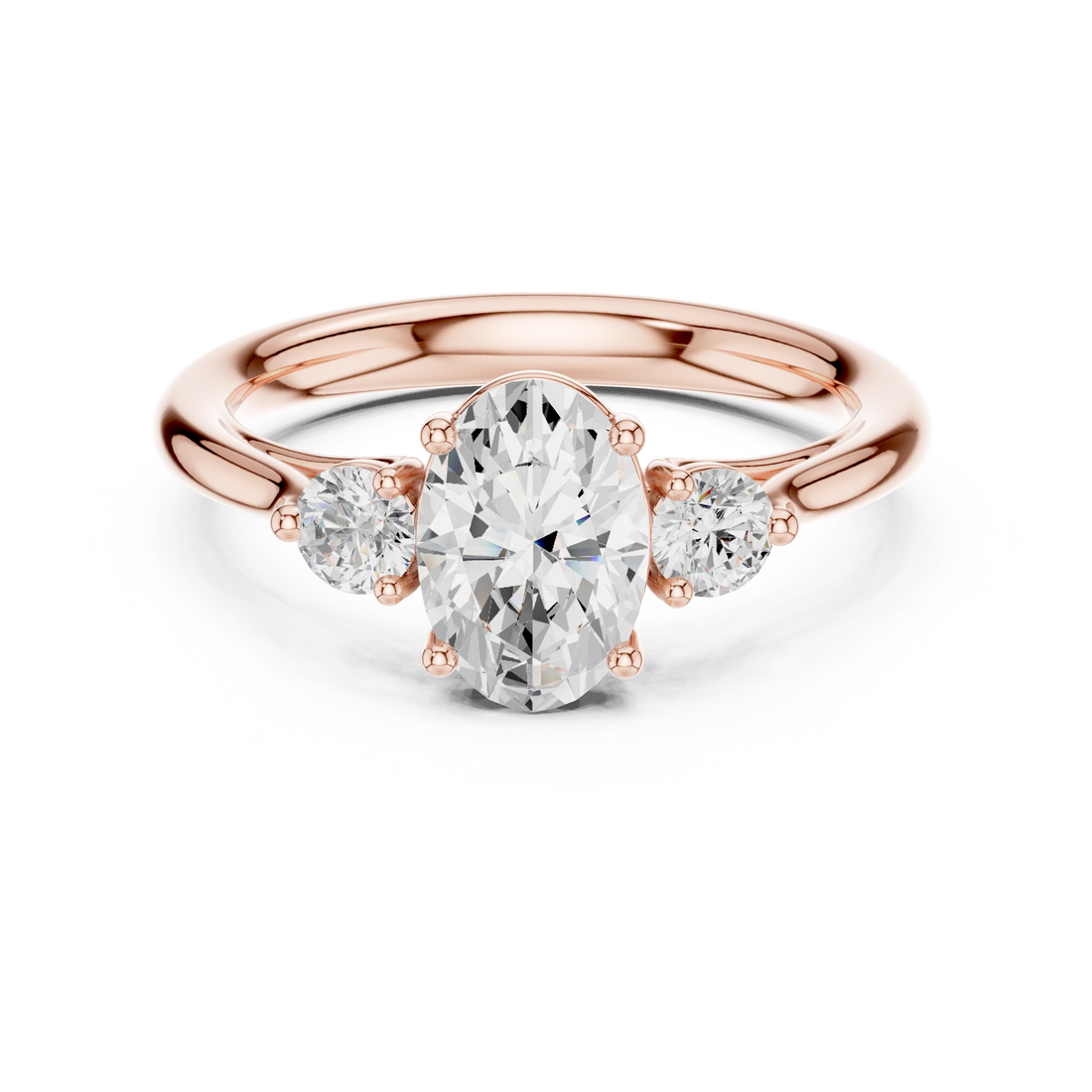 Oval Cut Three Stone Diamond Engagement Ring Classic Design