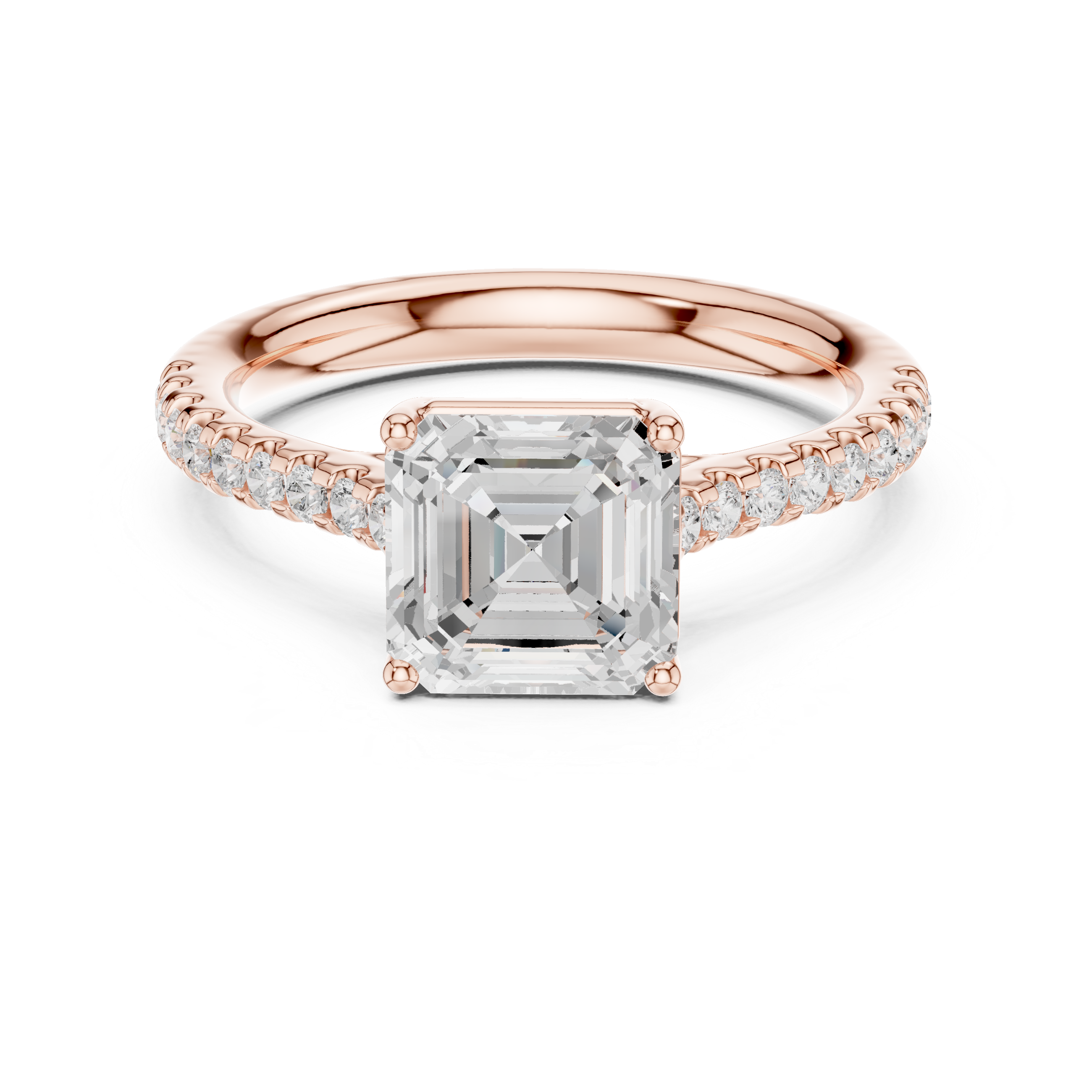 Asscher Cut Diamond Engagement Ring with Pavé Band