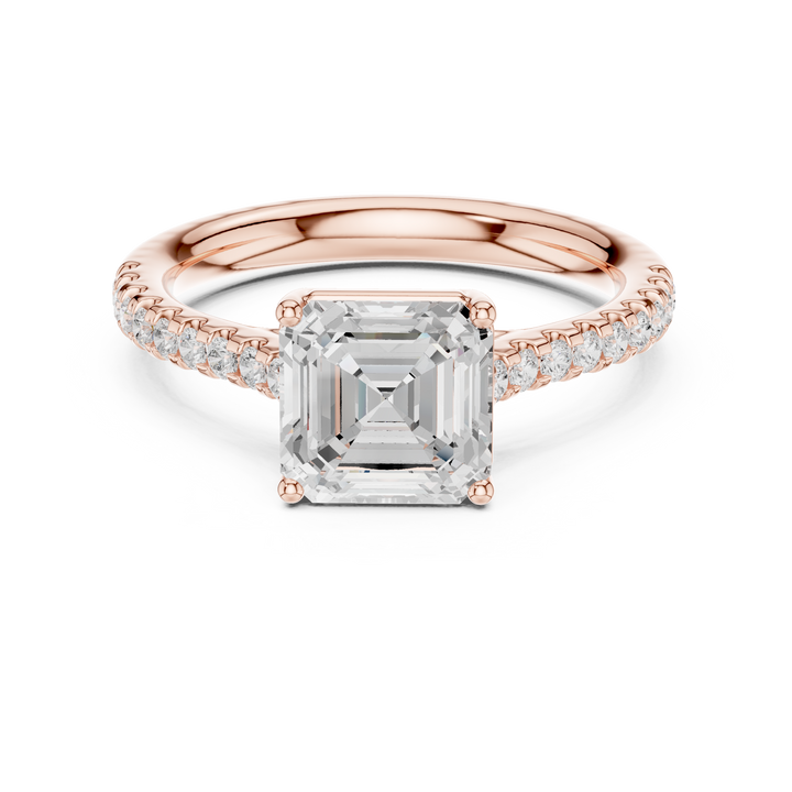 Asscher Cut Diamond Engagement Ring with Pavé Band