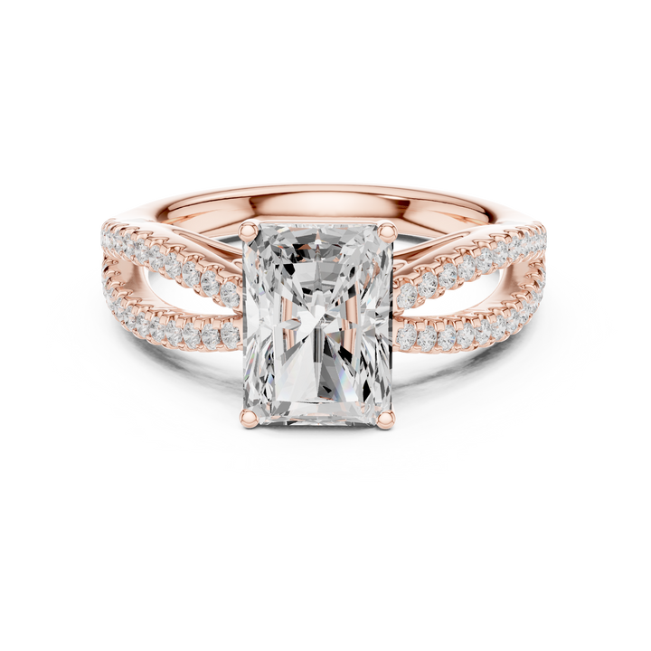 Radiant Cut Lab Diamond Split Shank Pavé Engagement Ring