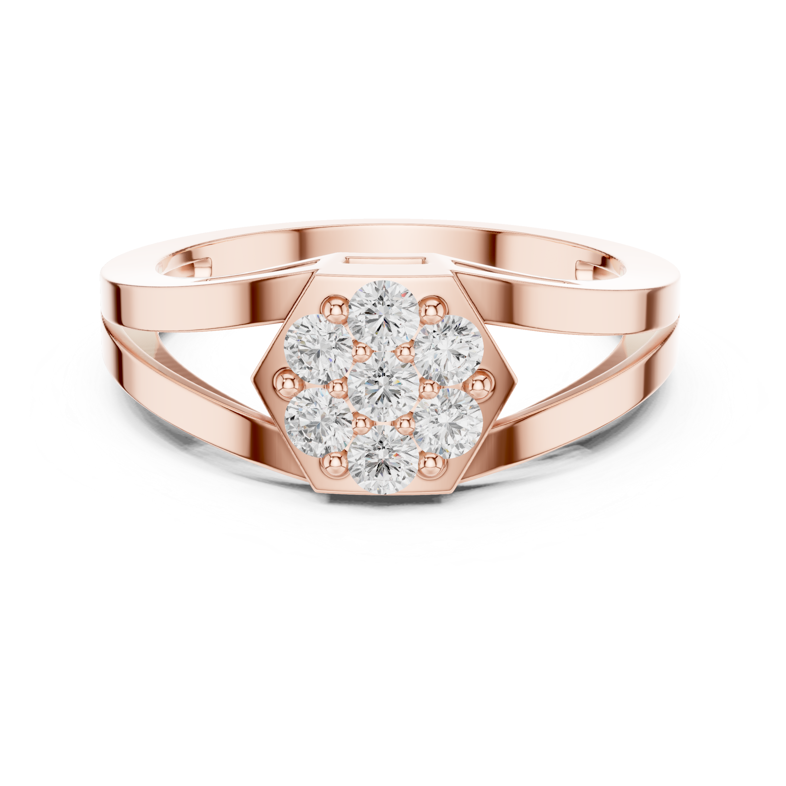 Cushion Halo Cluster Diamond Ring with Pavé Band