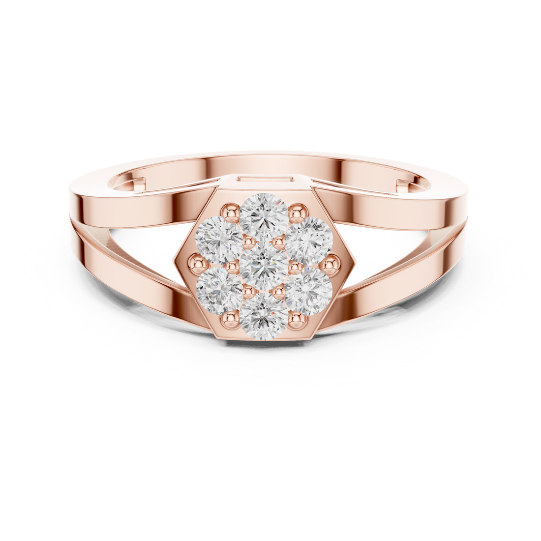 Cushion Halo Cluster Diamond Ring with Pavé Band