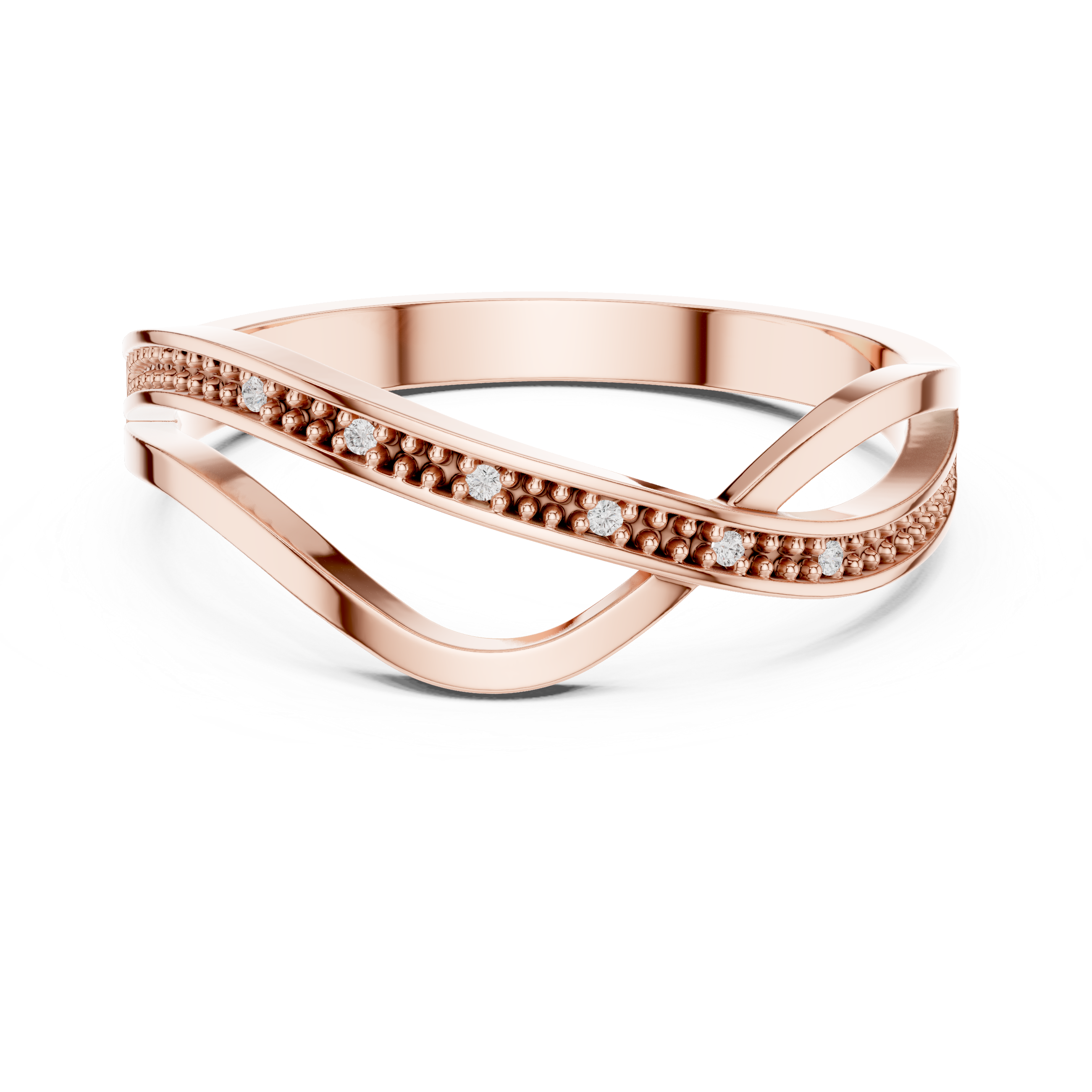 Round Diamond Infinity Twist Band Ring
