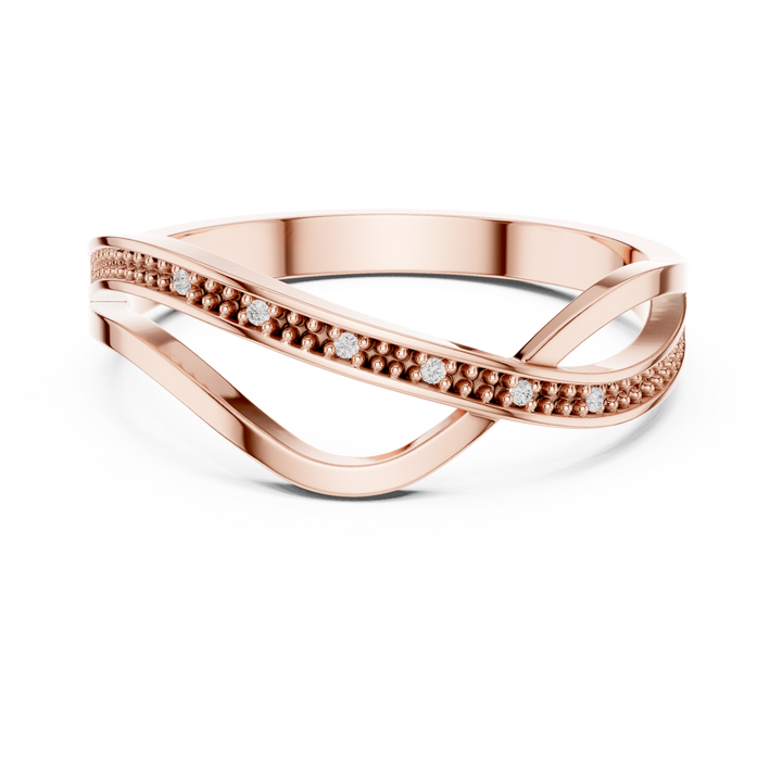 Round Diamond Infinity Twist Band Ring