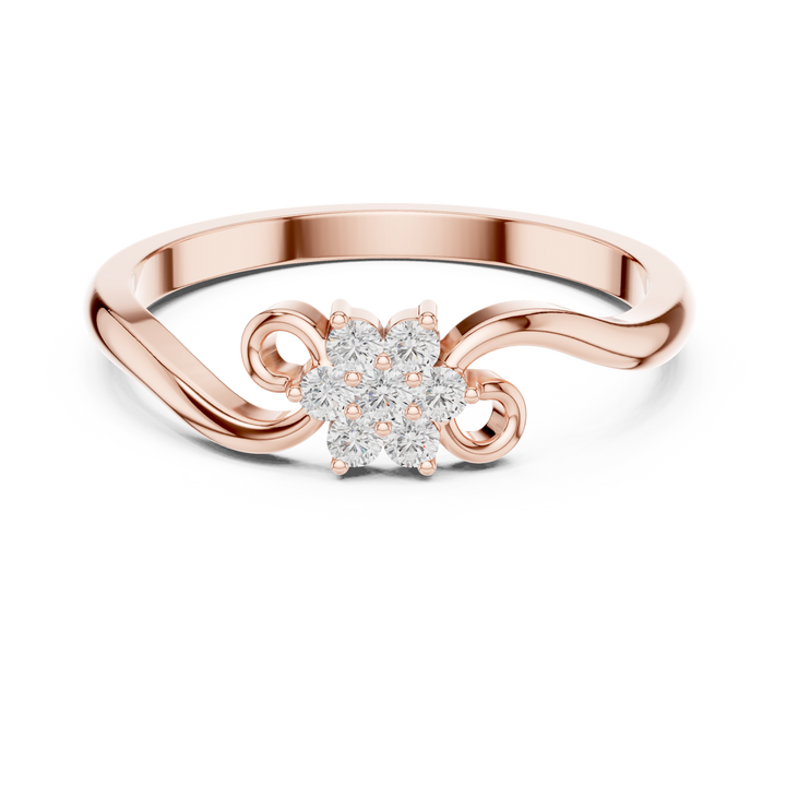 Round Diamond Floral Cluster Twist Ring