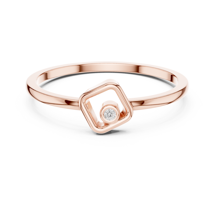 Geometric Bezel Set Round Diamond Ring