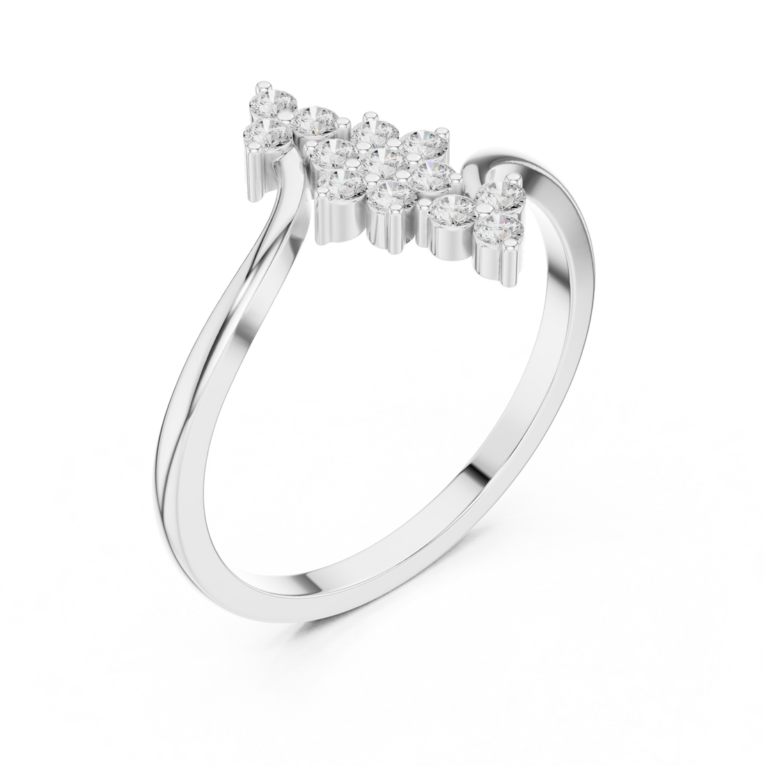 Modern three-stone diamond ring symbolizing past present and future with elegant design.