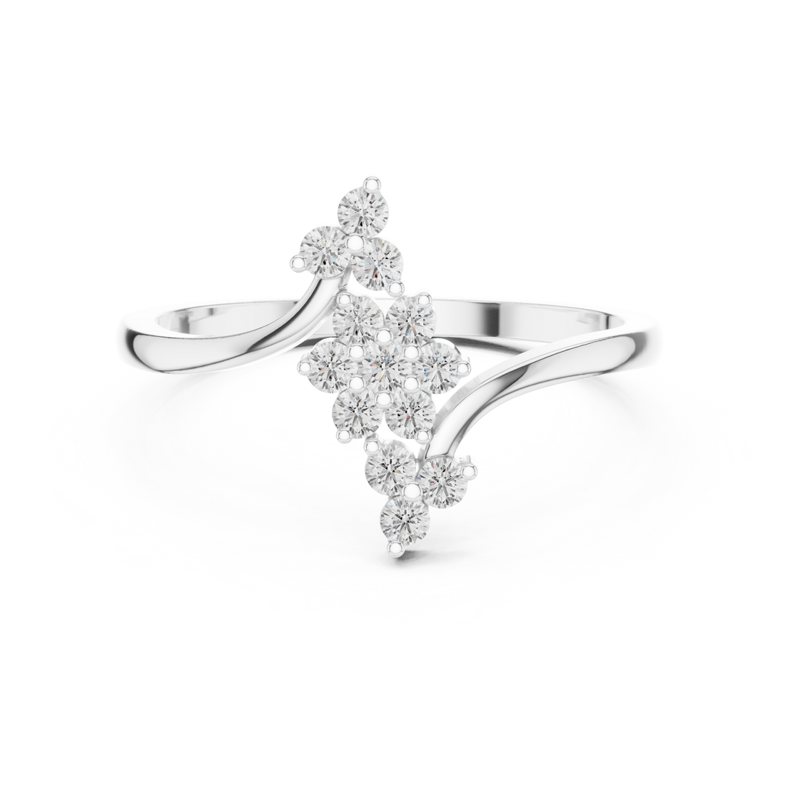 Designer floral diamond ring inspired by blooming flower patterns.