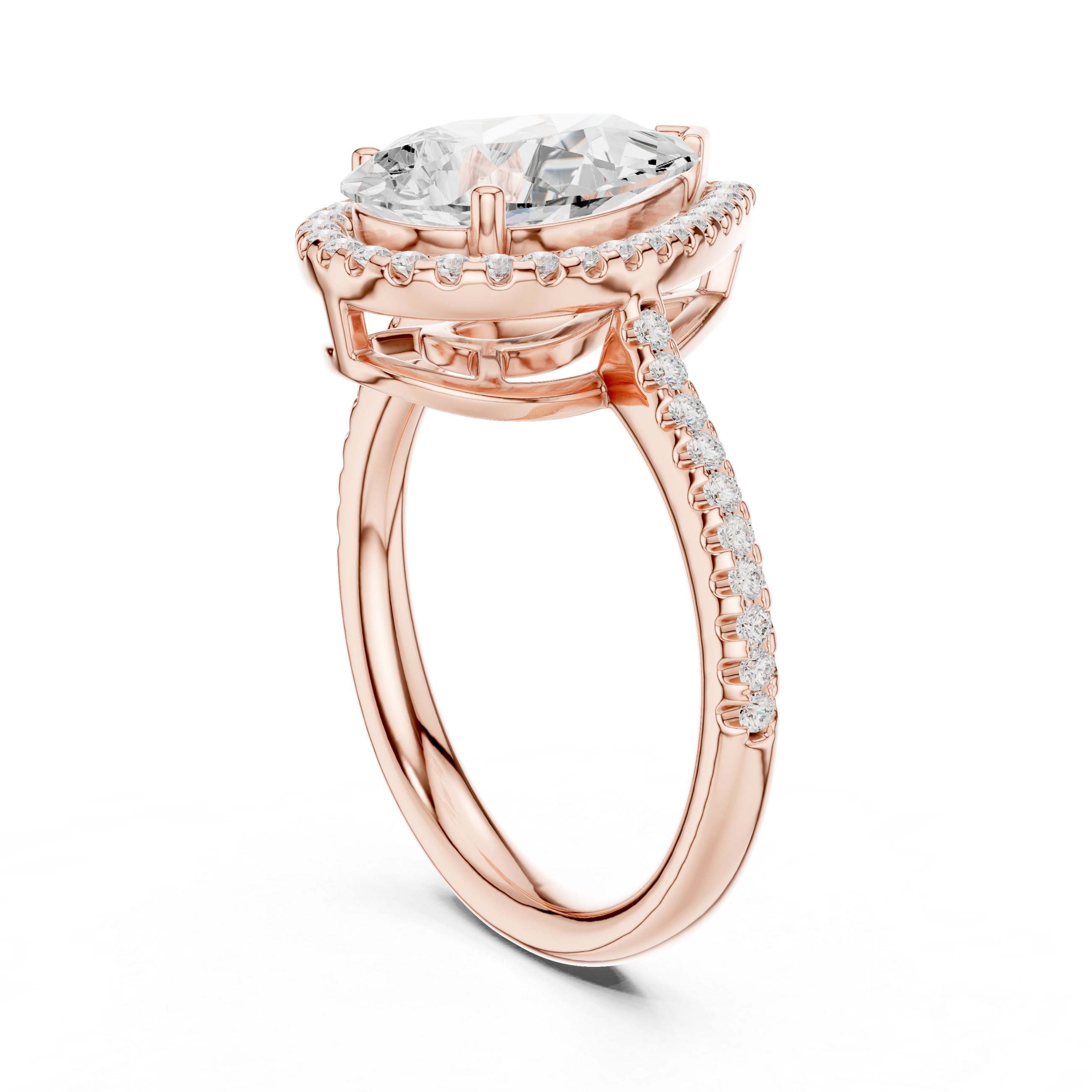 Pear Cut Blue Gemstone Halo Diamond Engagement Ring