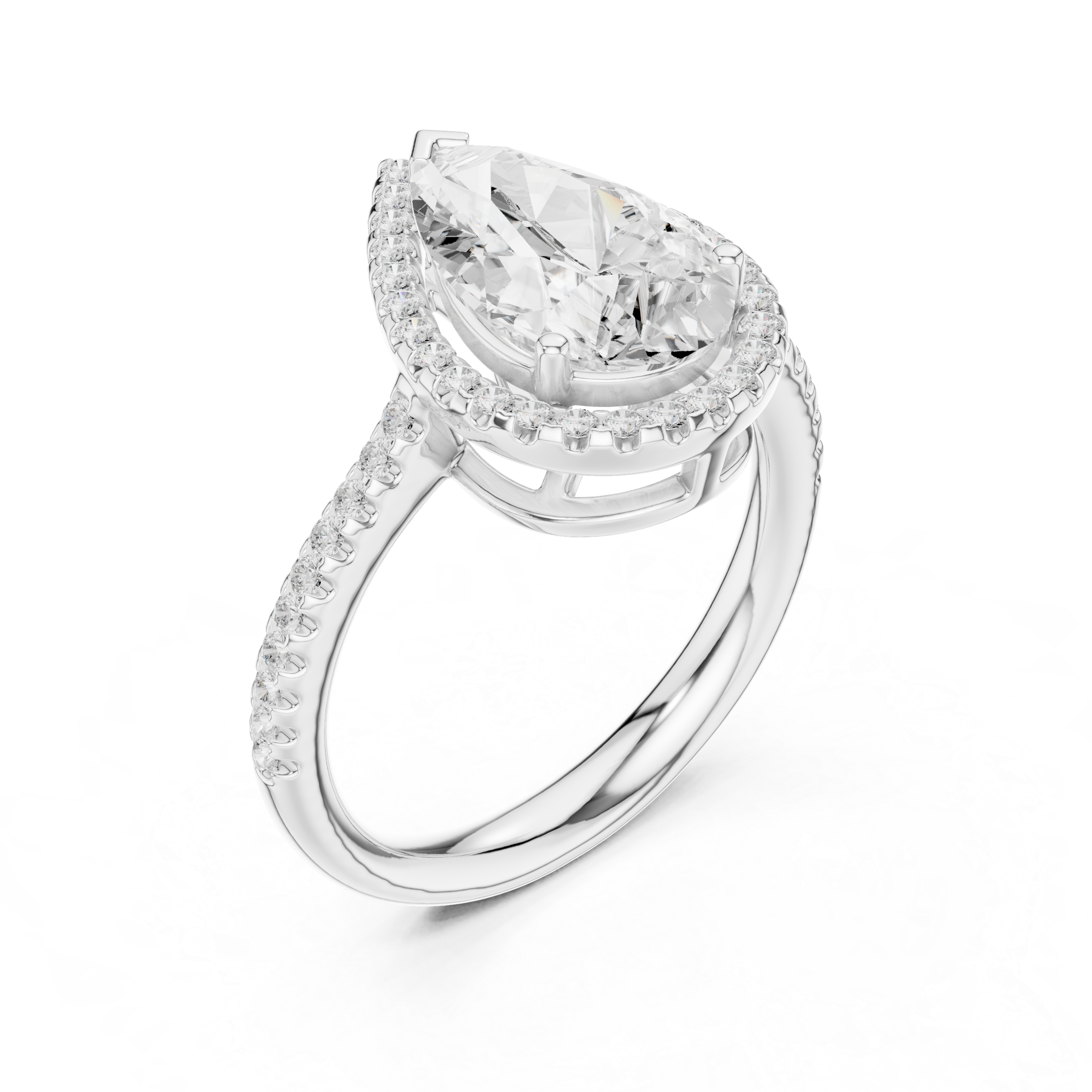 Pear Cut Blue Gemstone Halo Diamond Engagement Ring