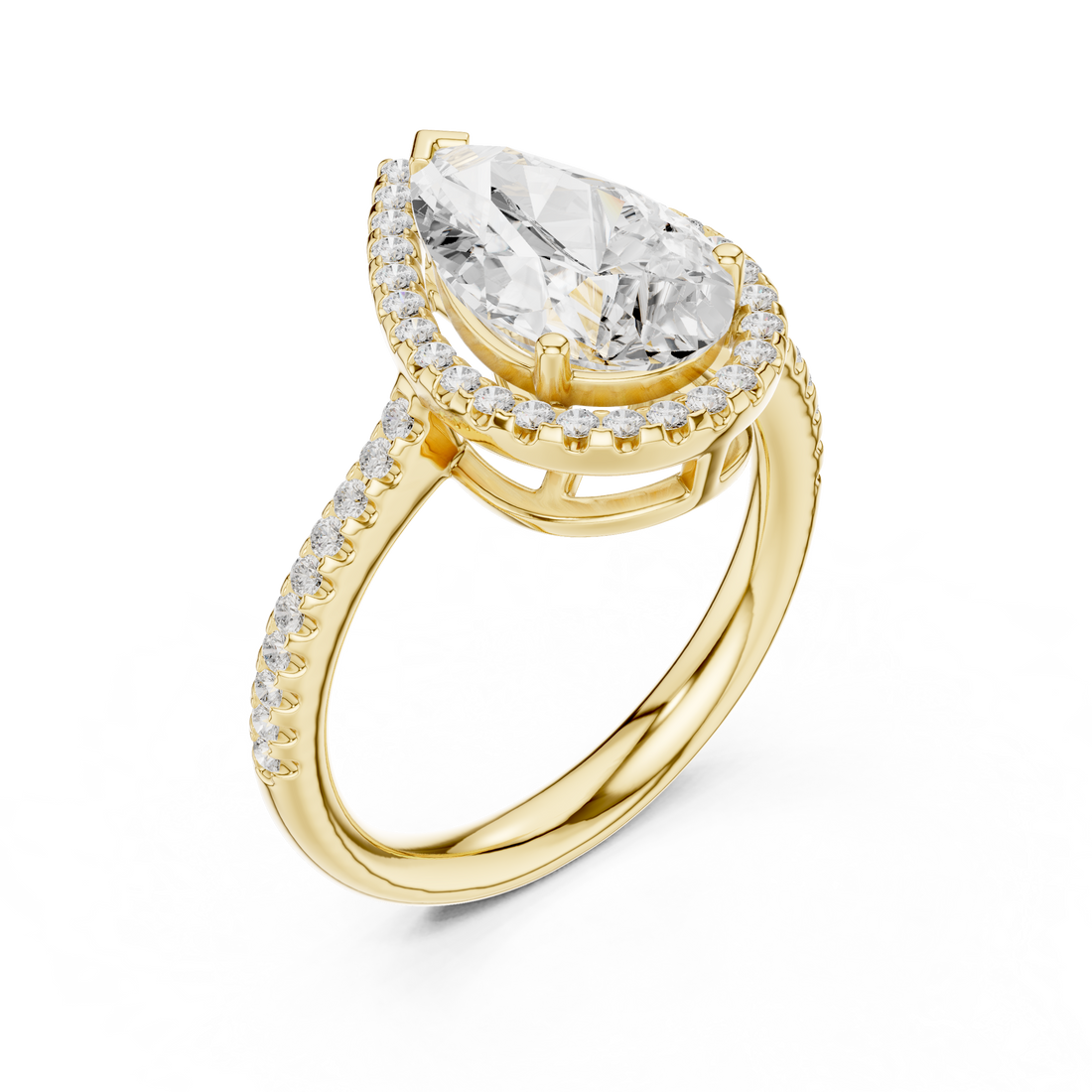 Pear Cut Blue Gemstone Halo Diamond Engagement Ring